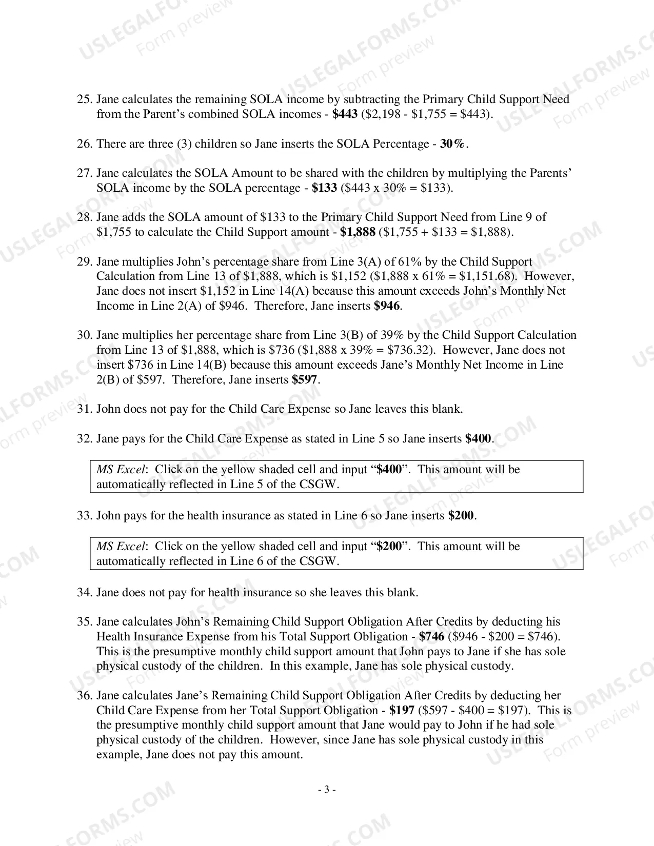 Preview Child Support Guidelines Worksheet