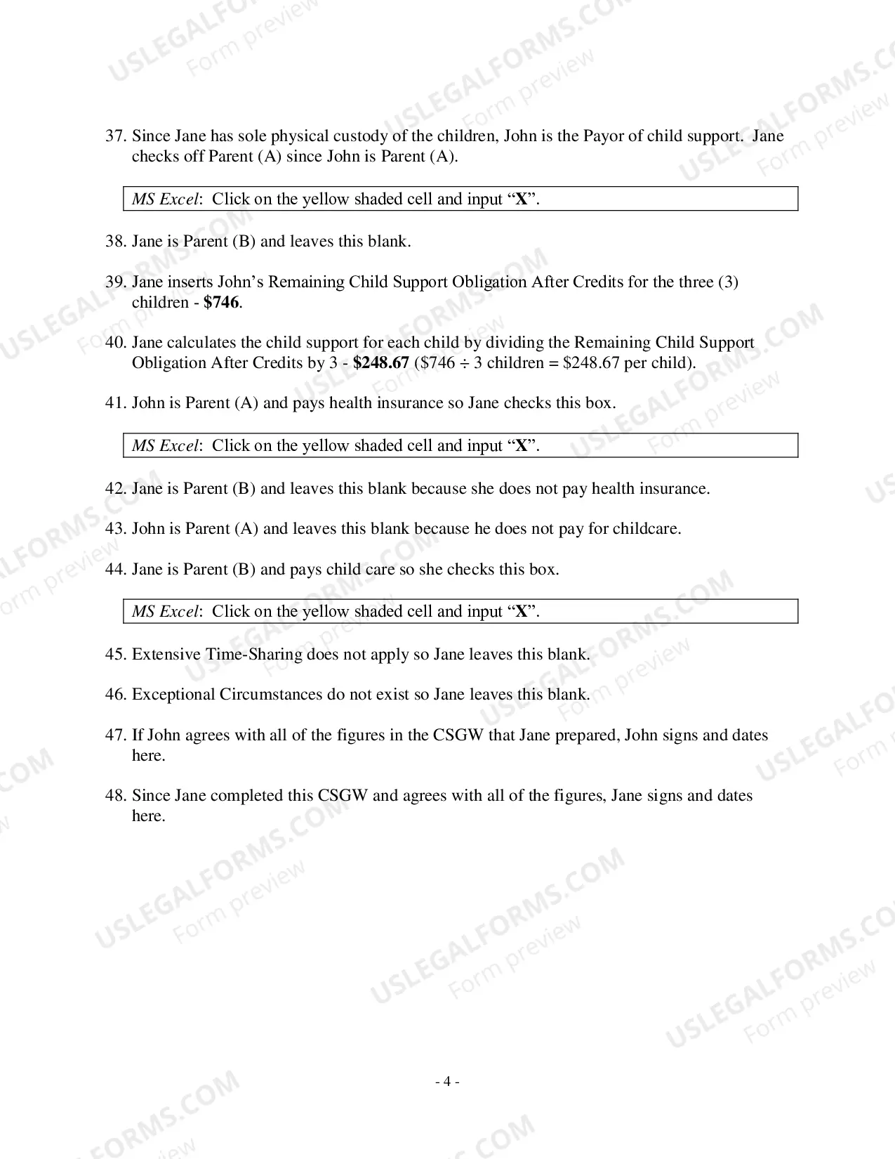 Preview Child Support Guidelines Worksheet