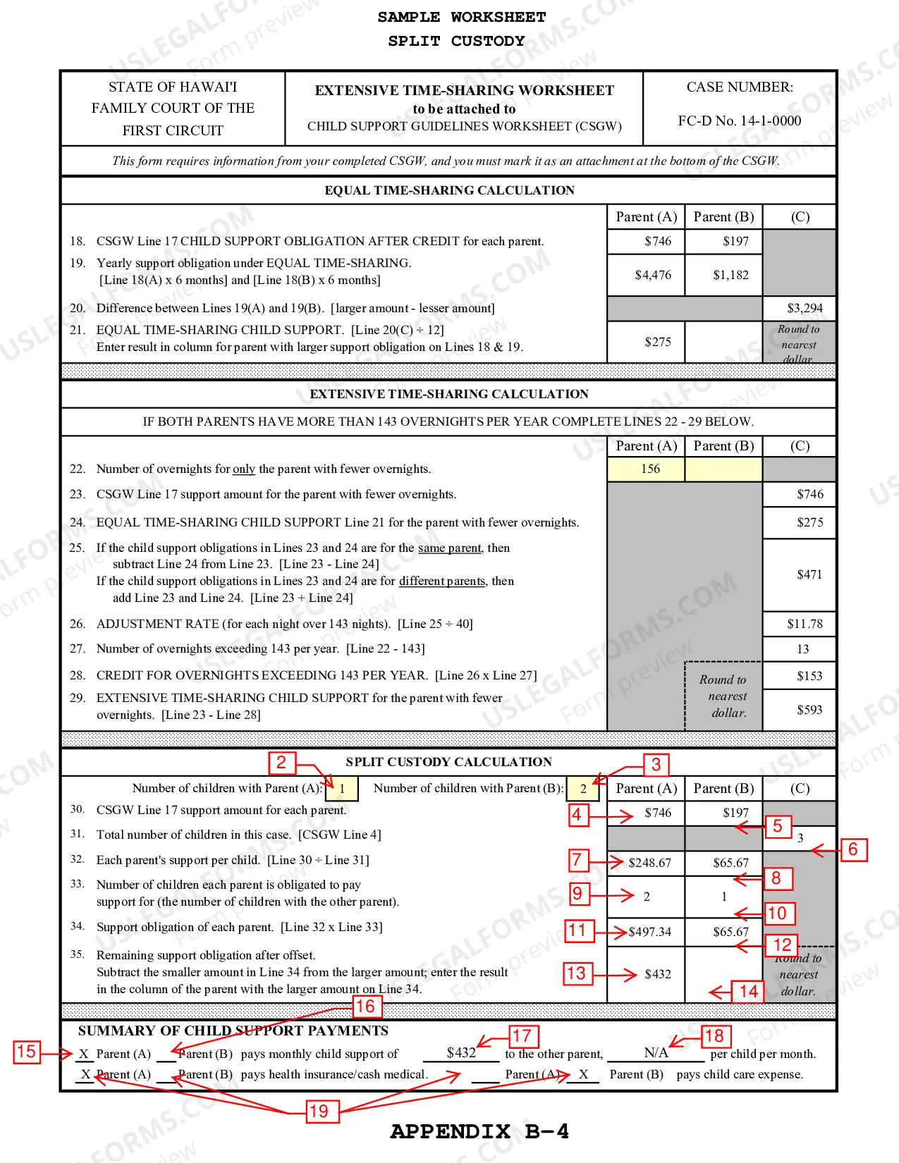 Preview Extensive Time-Sharing Worksheet (Attachment To Child Support Guidelines Worksheet)