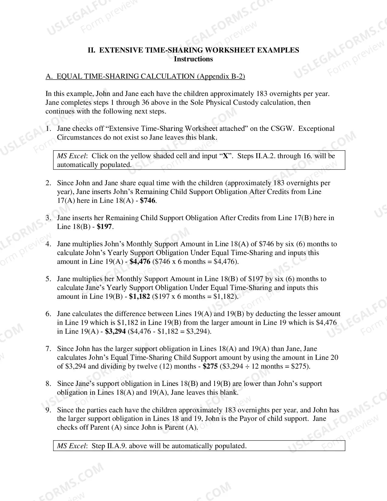 Preview Extensive Time-Sharing Worksheet (Attachment To Child Support Guidelines Worksheet)