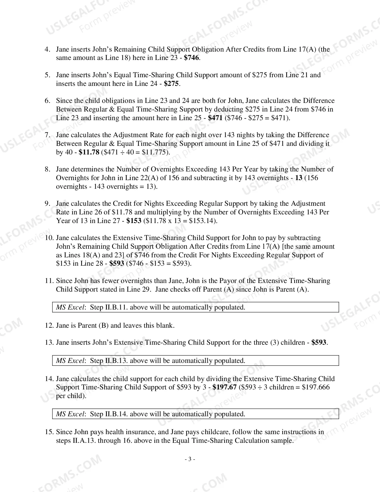 Preview Extensive Time-Sharing Worksheet (Attachment To Child Support Guidelines Worksheet)