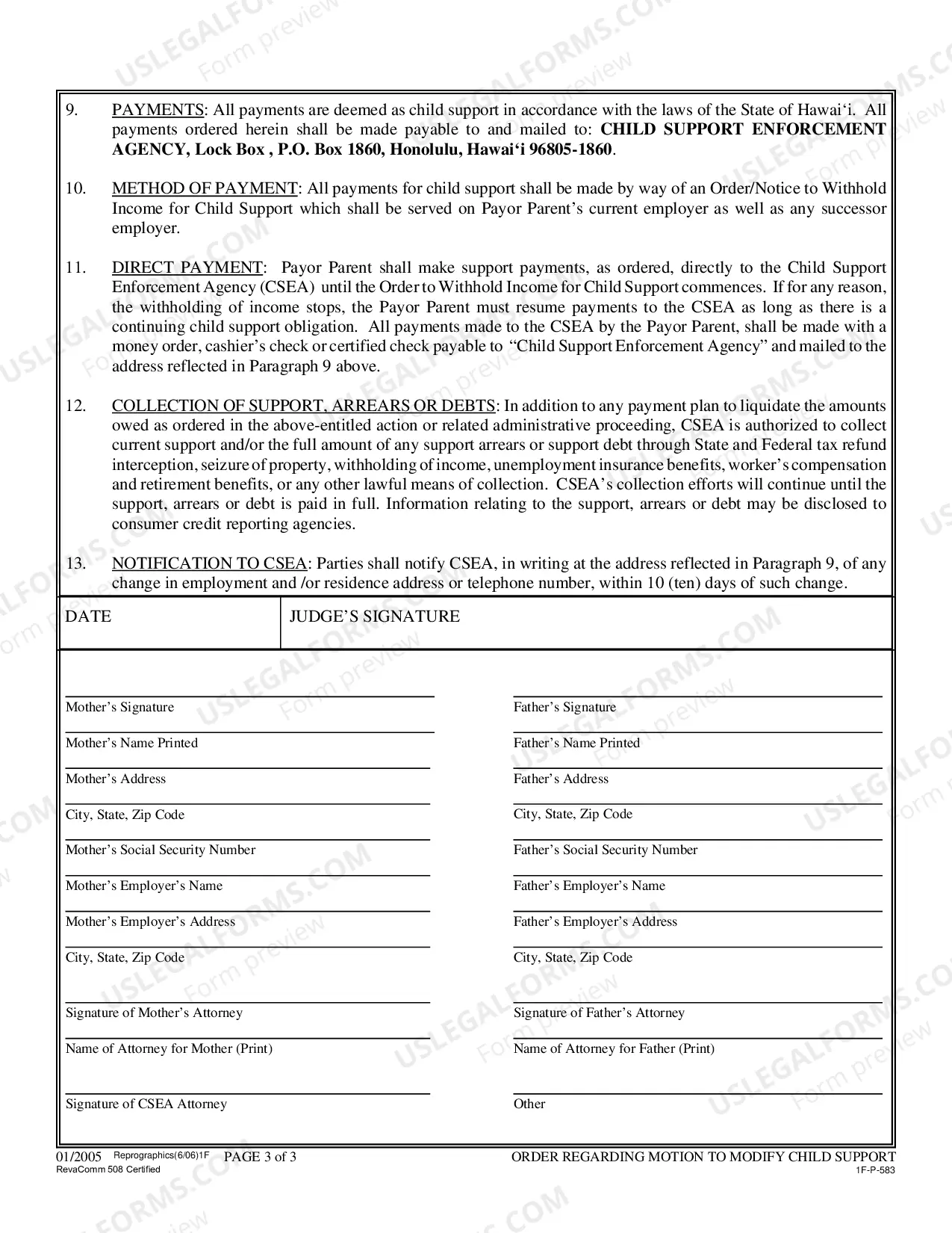 Preview Order Regarding Motion To Modify Child Support