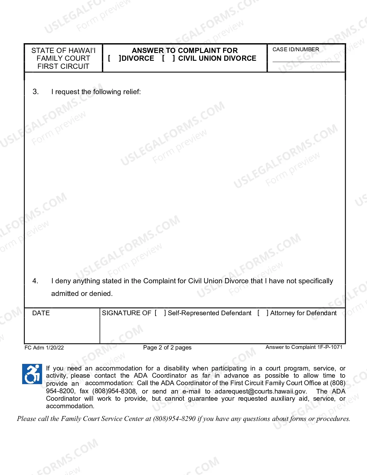 Preview Answer To Complaint For Divorce