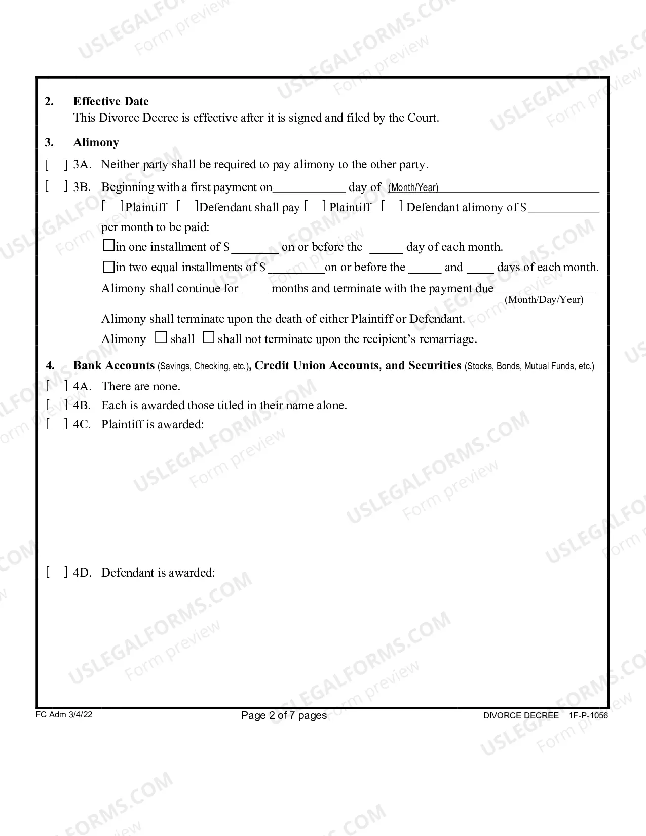 Preview Divorce Decree (Without Minor and Or Dependent Children)