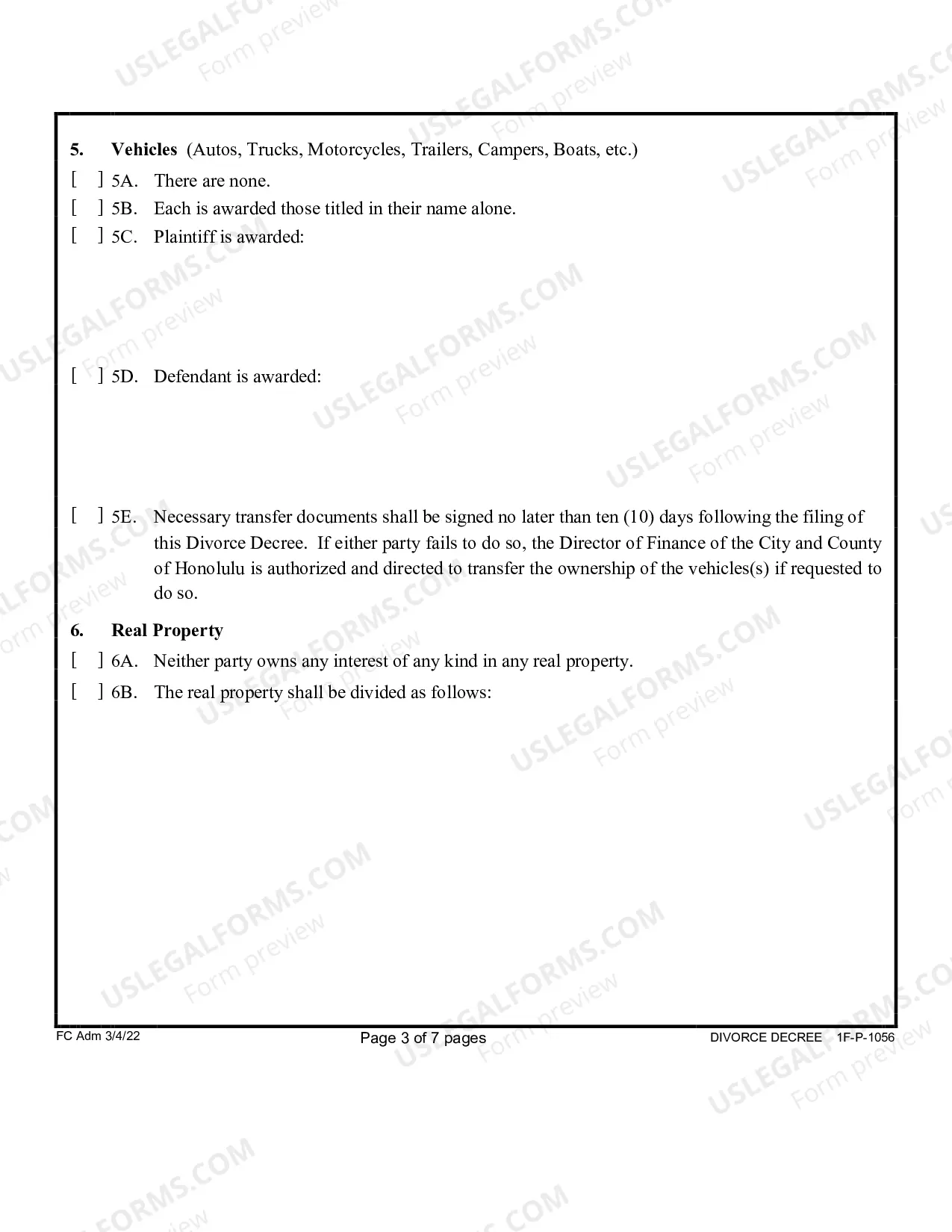 Preview Divorce Decree (Without Minor and Or Dependent Children)