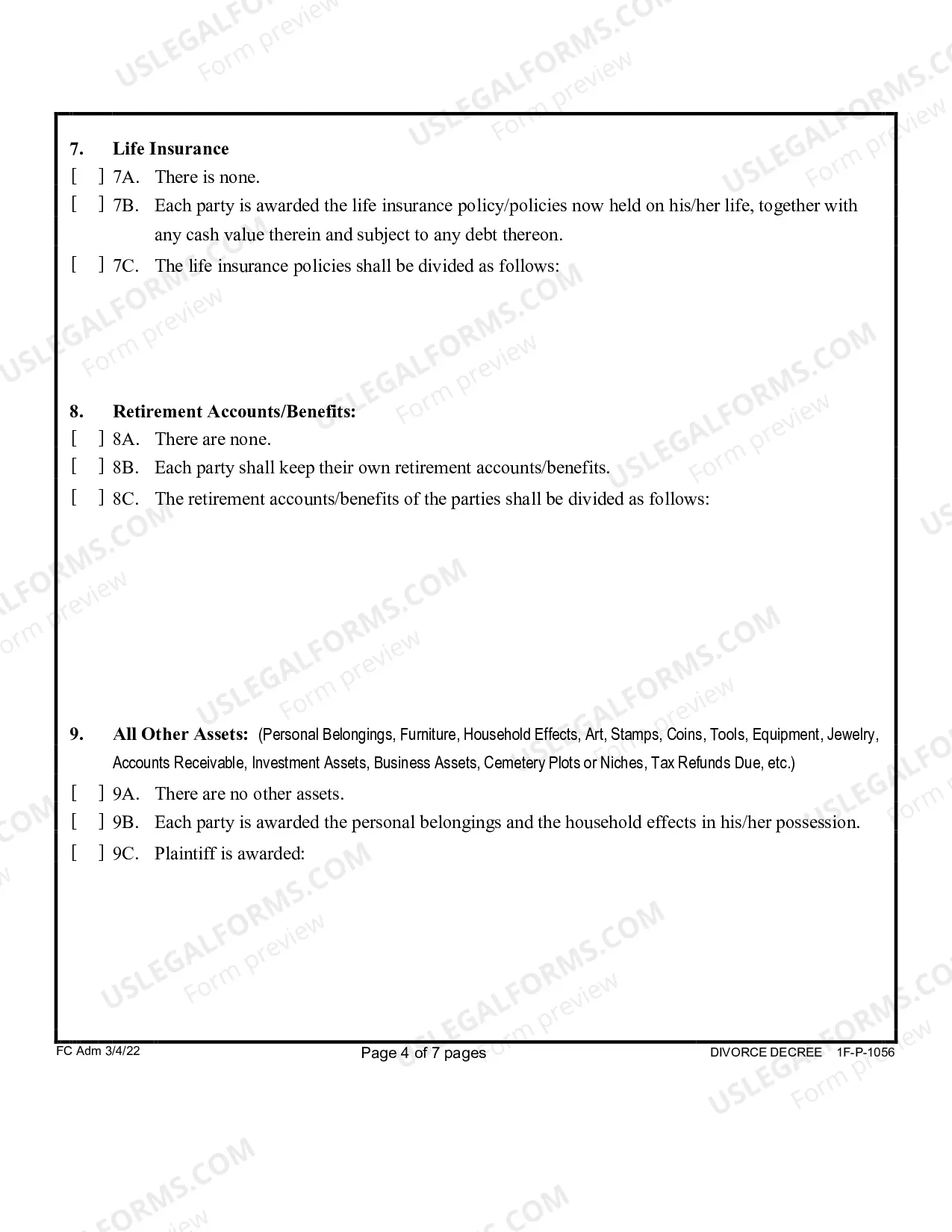 Preview Divorce Decree (Without Minor and Or Dependent Children)