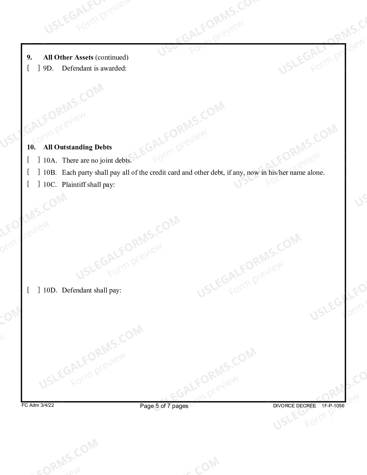 Preview Divorce Decree (Without Minor and Or Dependent Children)