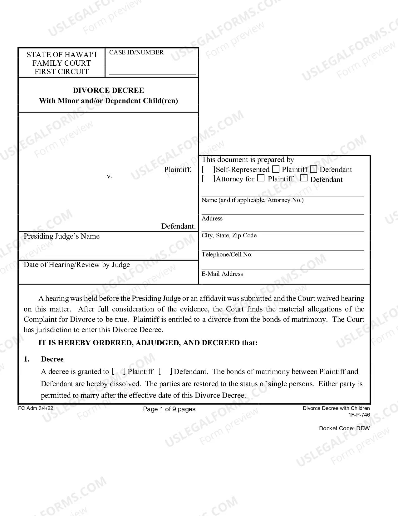 Preview Divorce Decree With Children