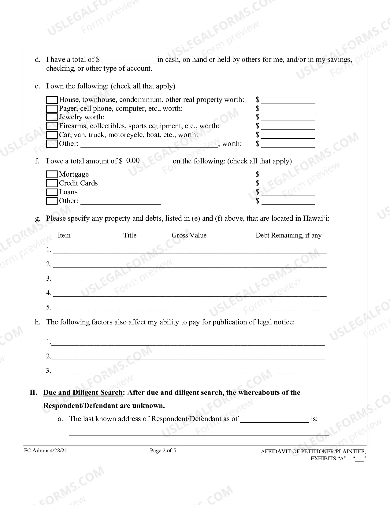Preview Ex Parte Motion for Service by Mail and Posting in Lieu of Publication