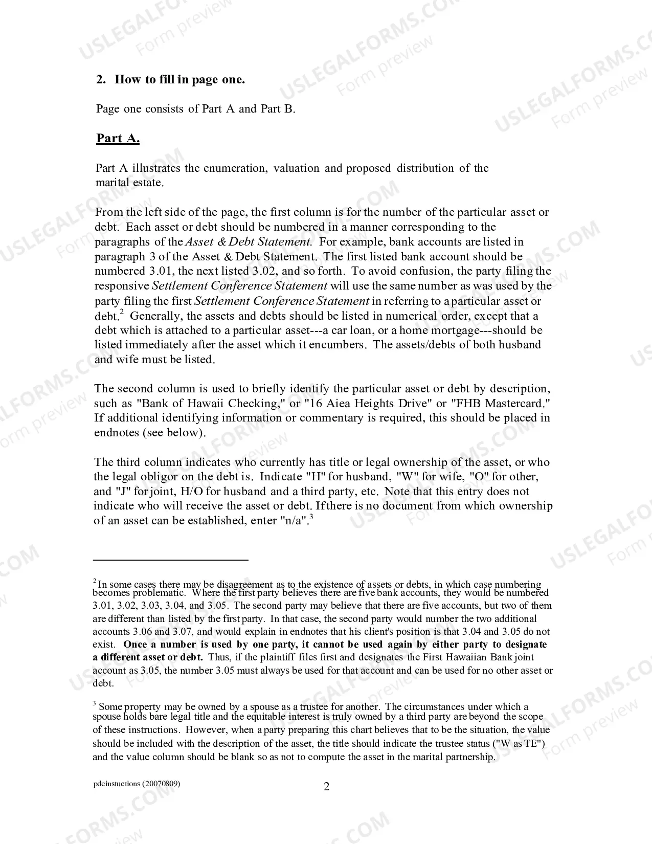 Preview Property Division Chart Instructions