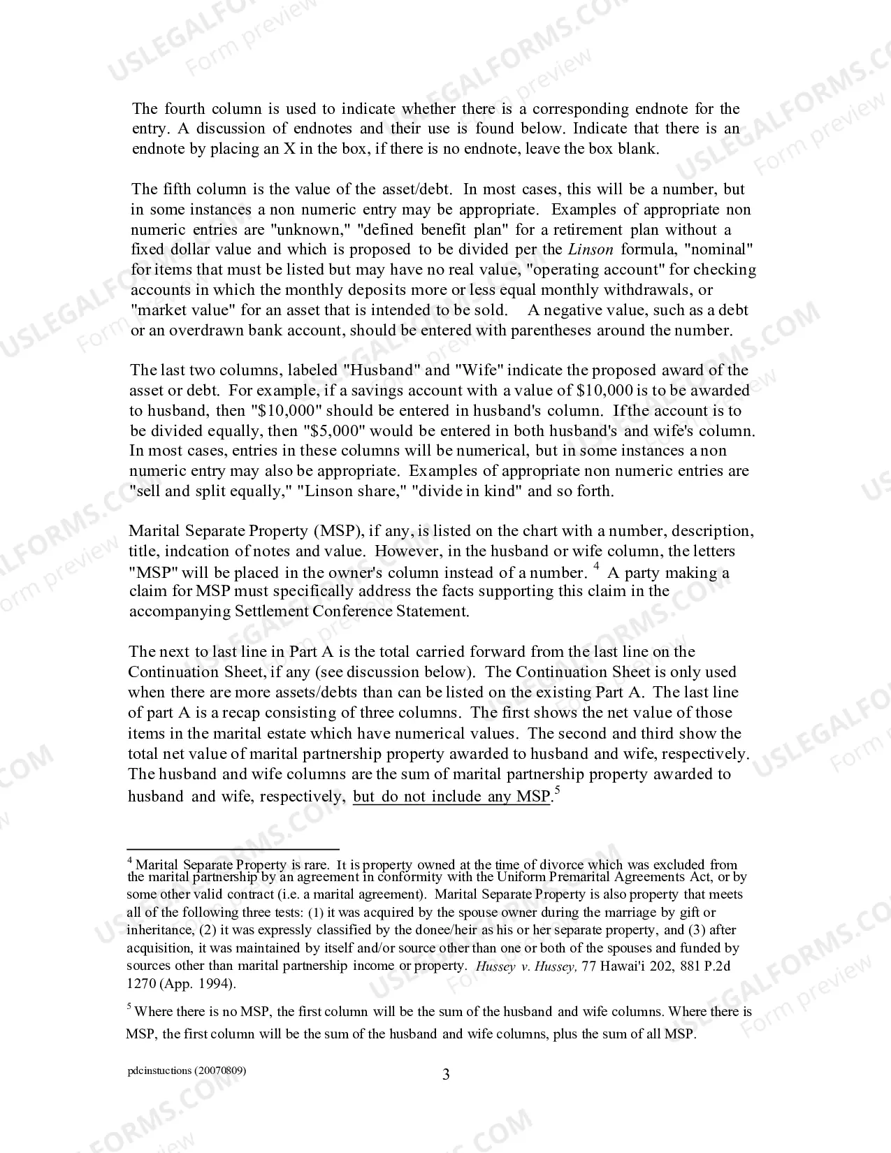 Preview Property Division Chart Instructions