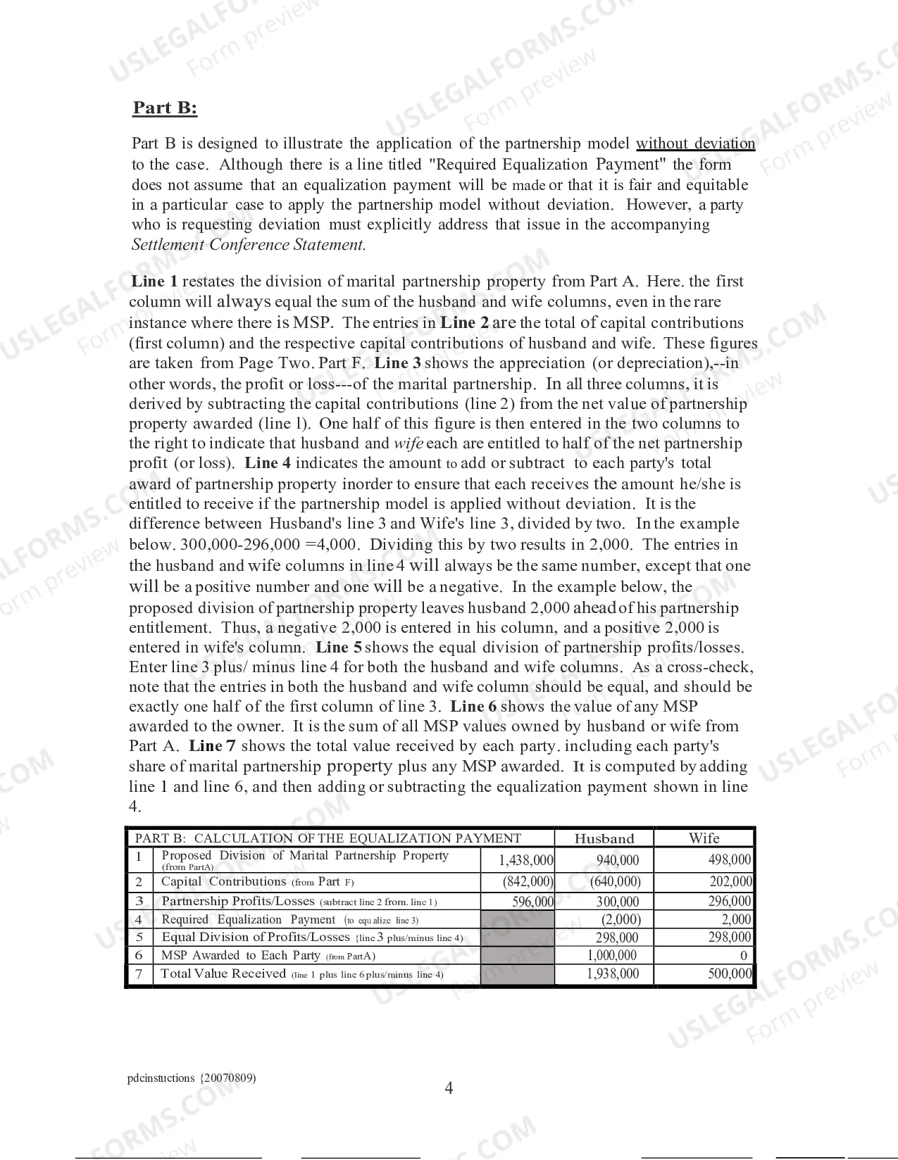 Preview Property Division Chart Instructions