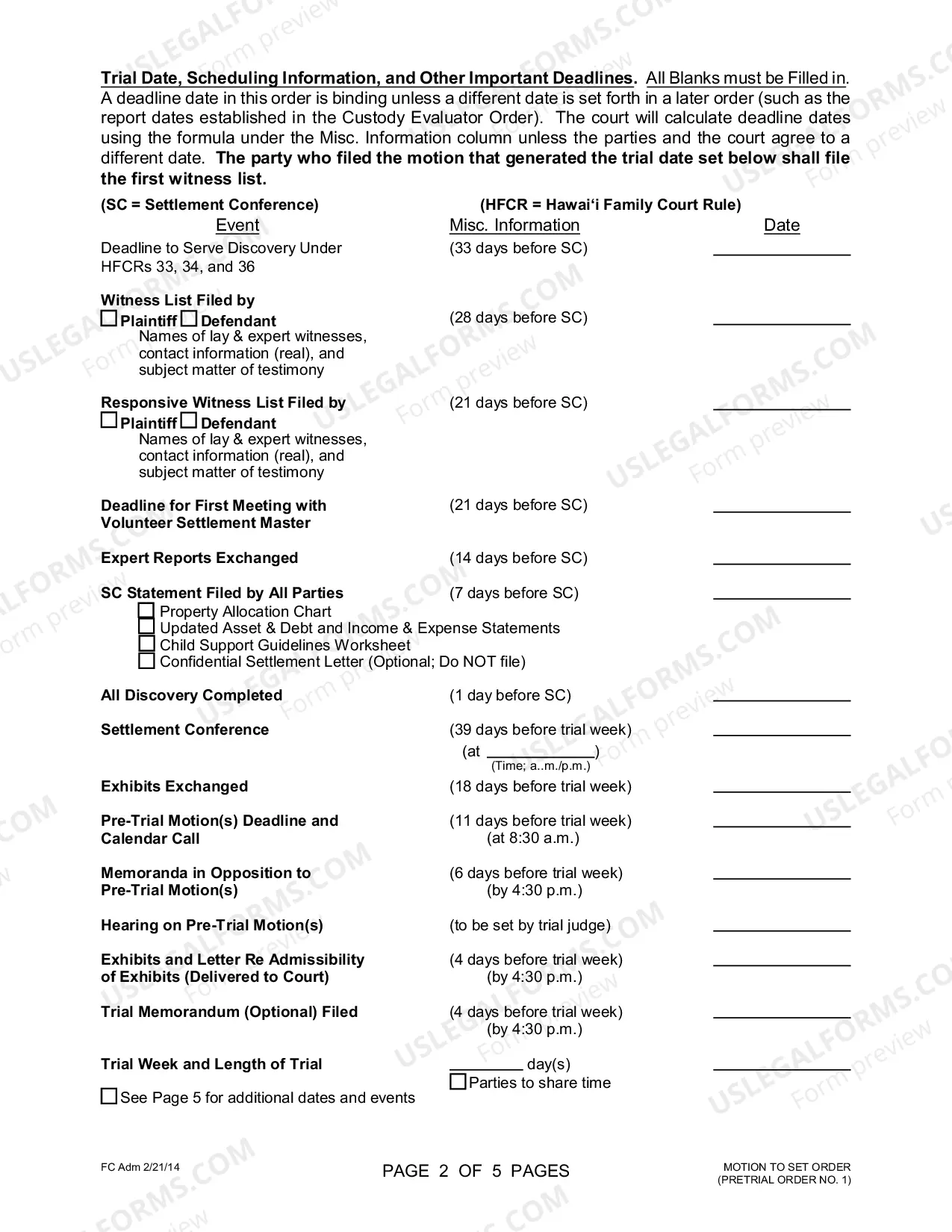 Preview Pretrial Order 1 (Motion Set Order)