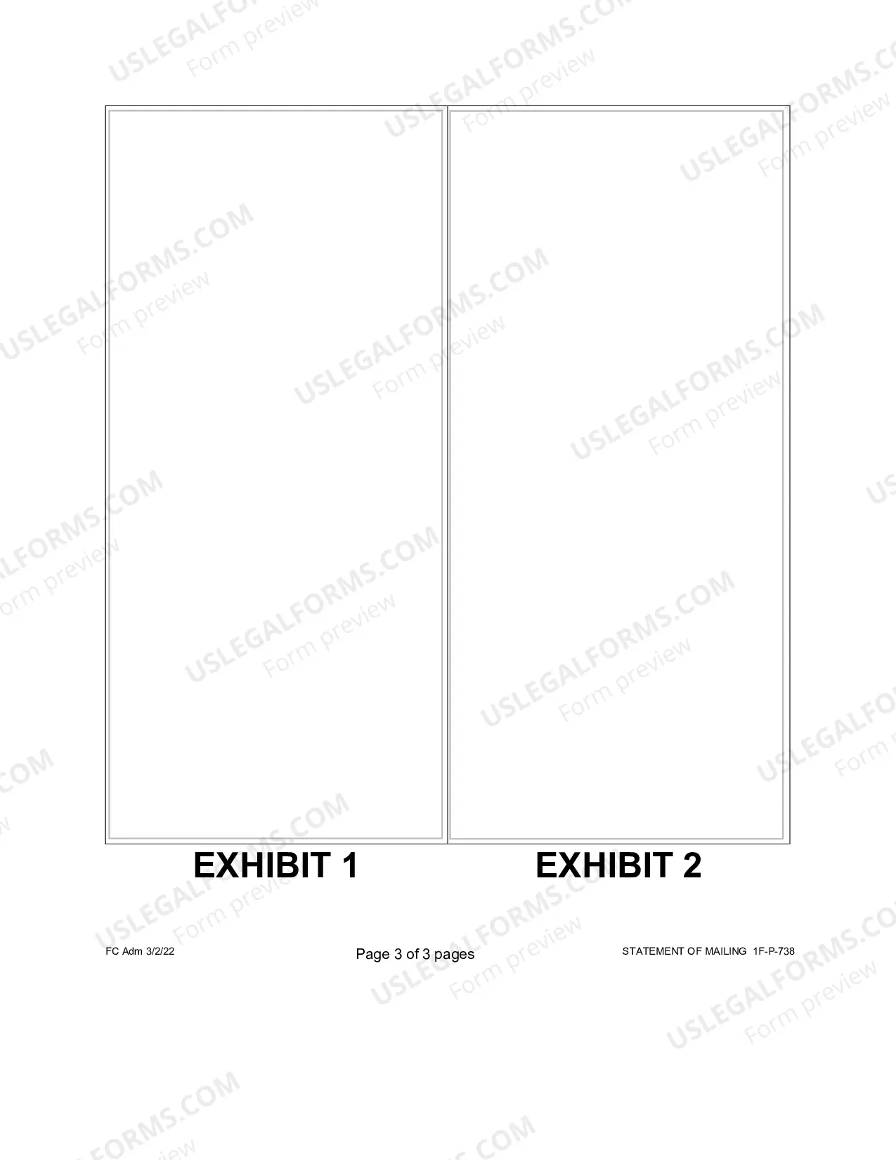 Preview Statement of Mailing; Exhibits "1" & "2"