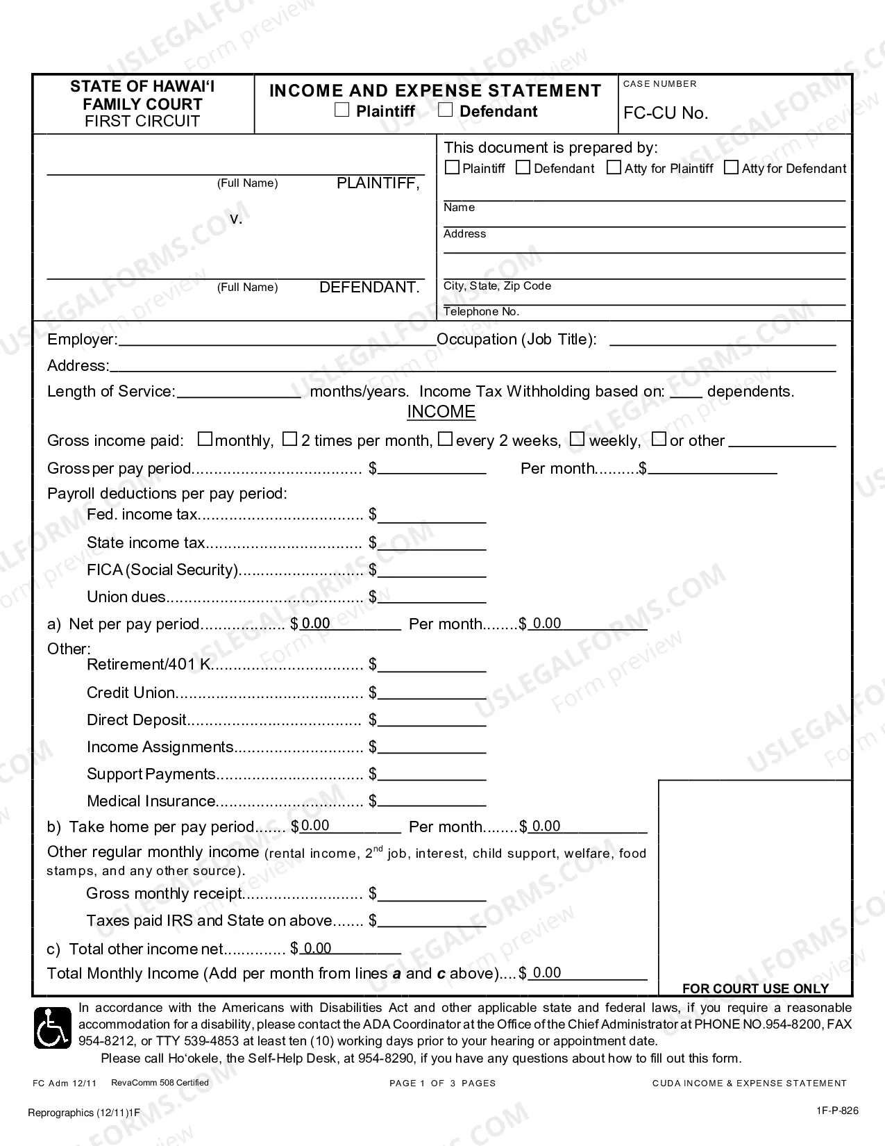 Preview Income and Expense Statement