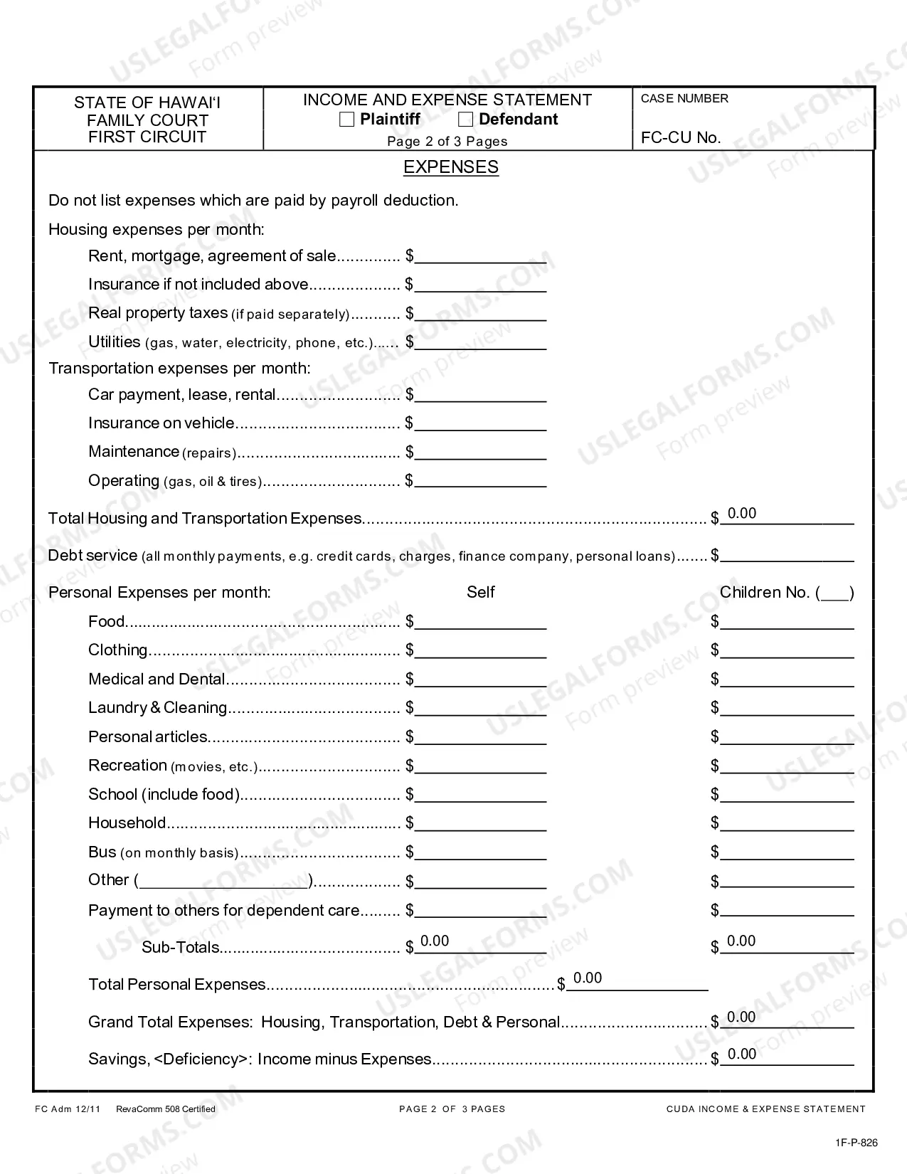 Preview Income and Expense Statement
