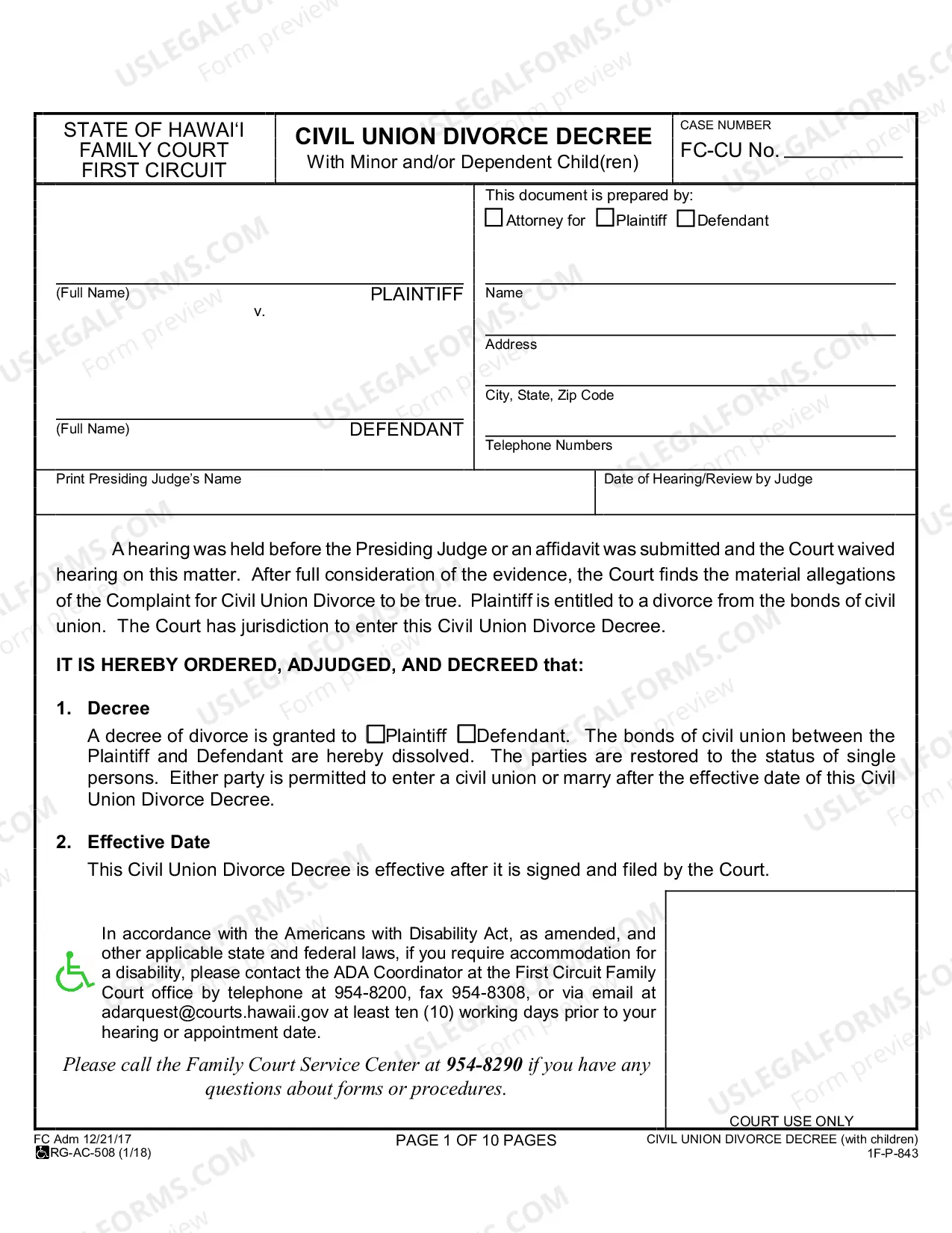 Preview Civil Union Divorce Decree