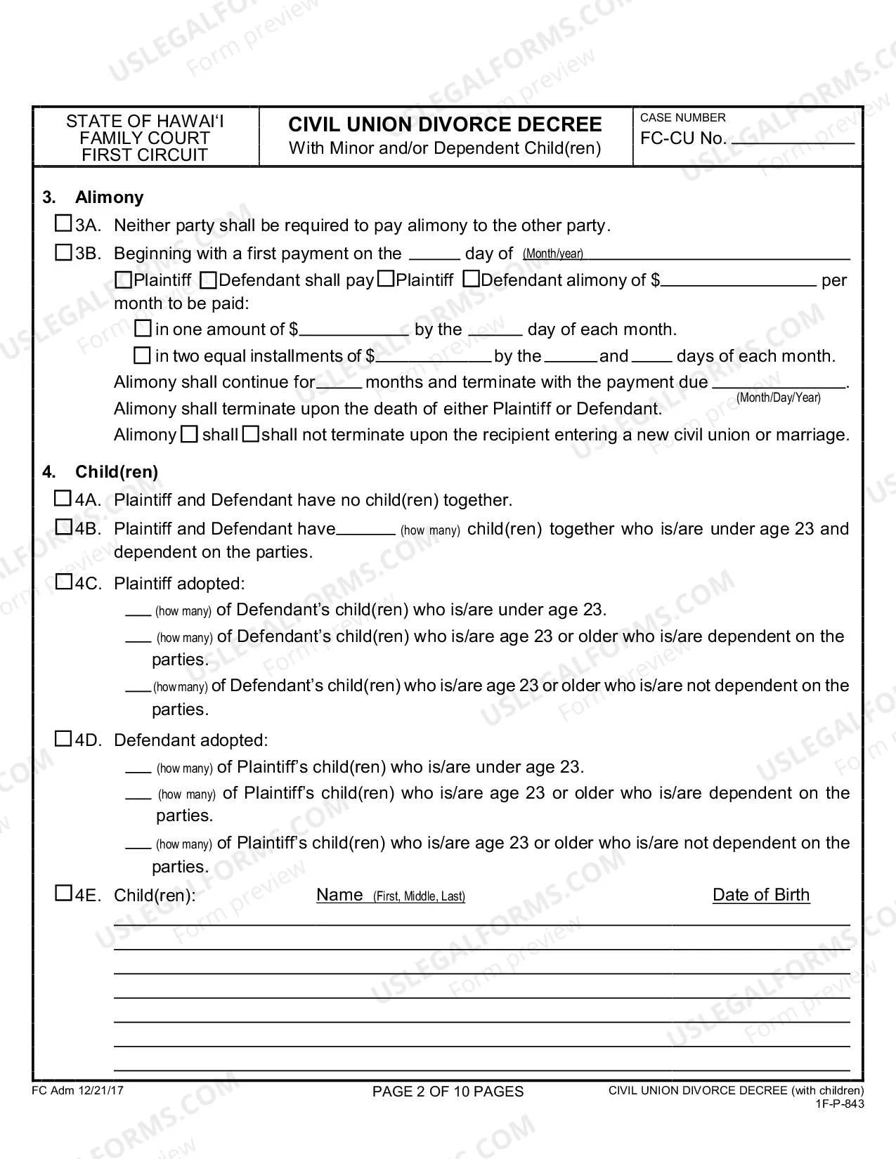 Preview Civil Union Divorce Decree