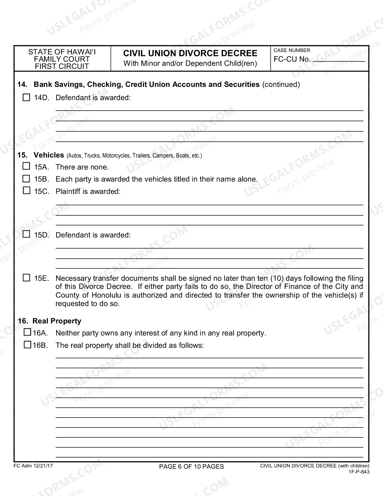 Preview Civil Union Divorce Decree