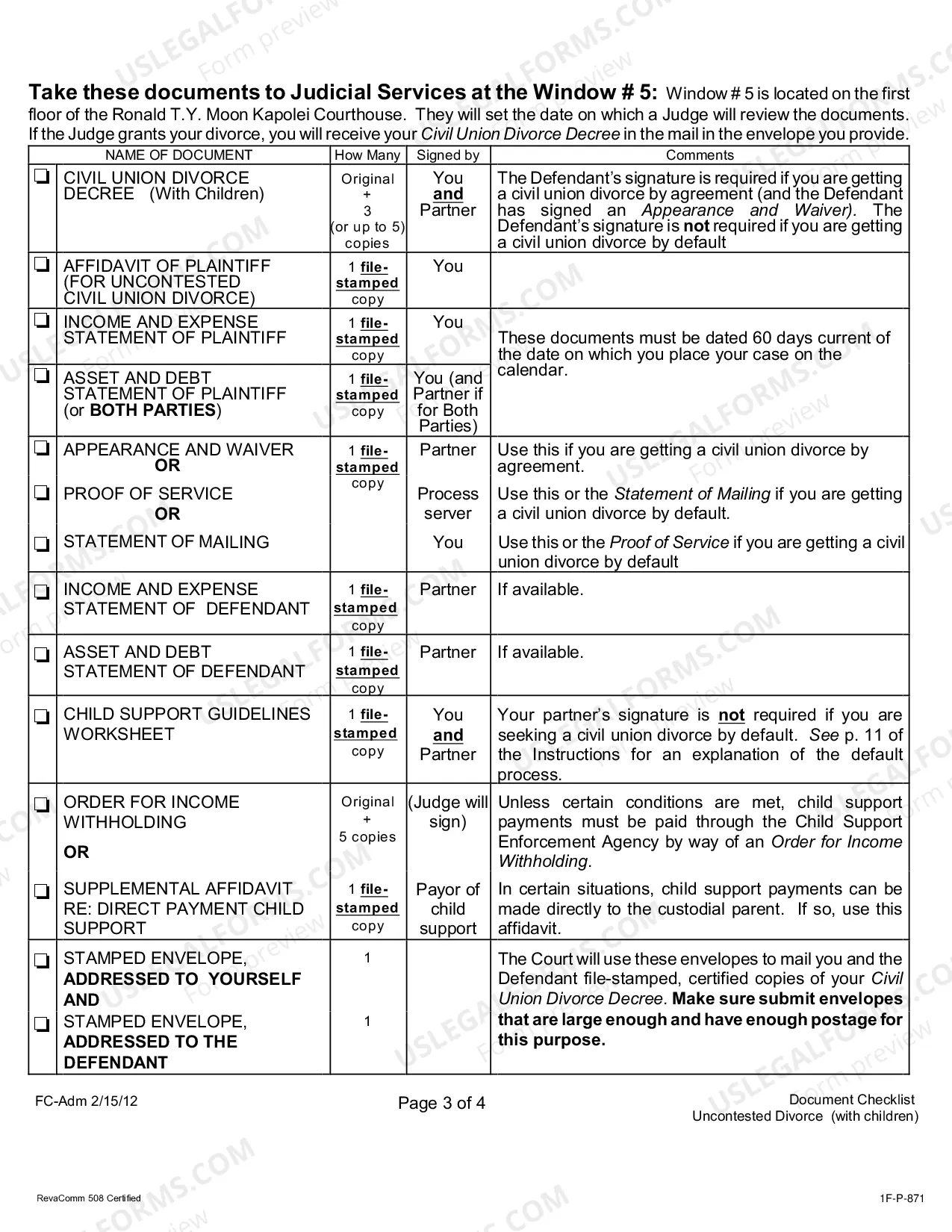 Preview Documents Checklist
