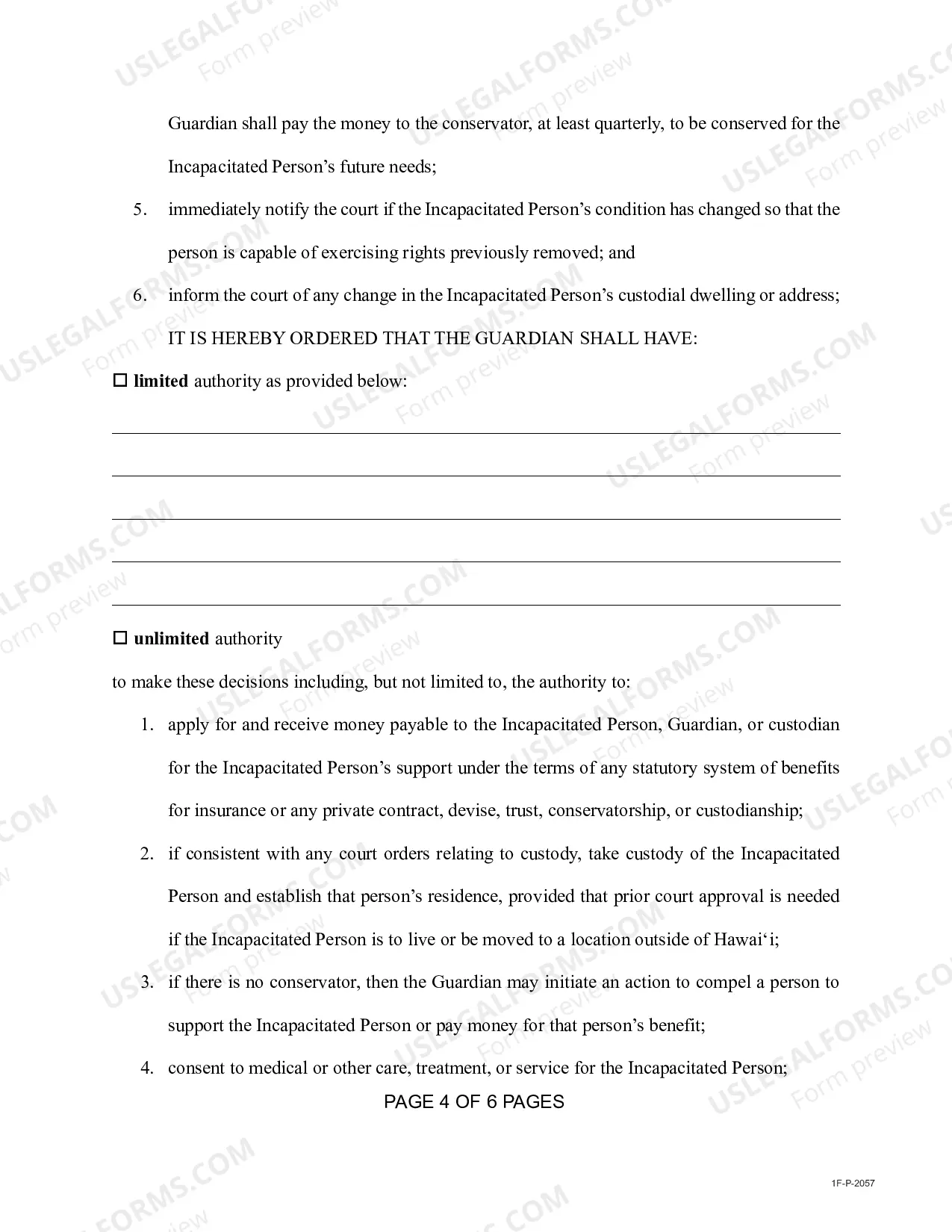 Preview Order Appointing Guardian With Limited and Or Unlimited Authority