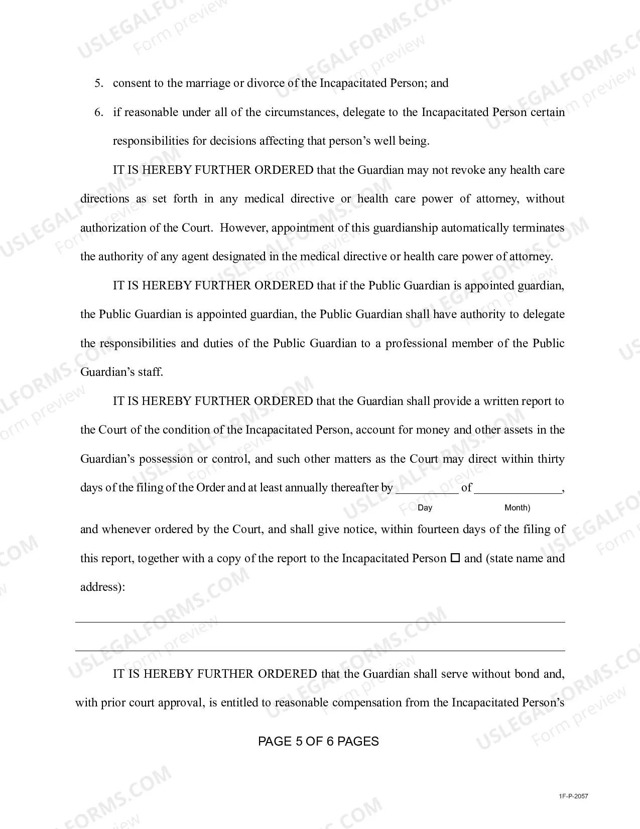 Preview Order Appointing Guardian With Limited and Or Unlimited Authority