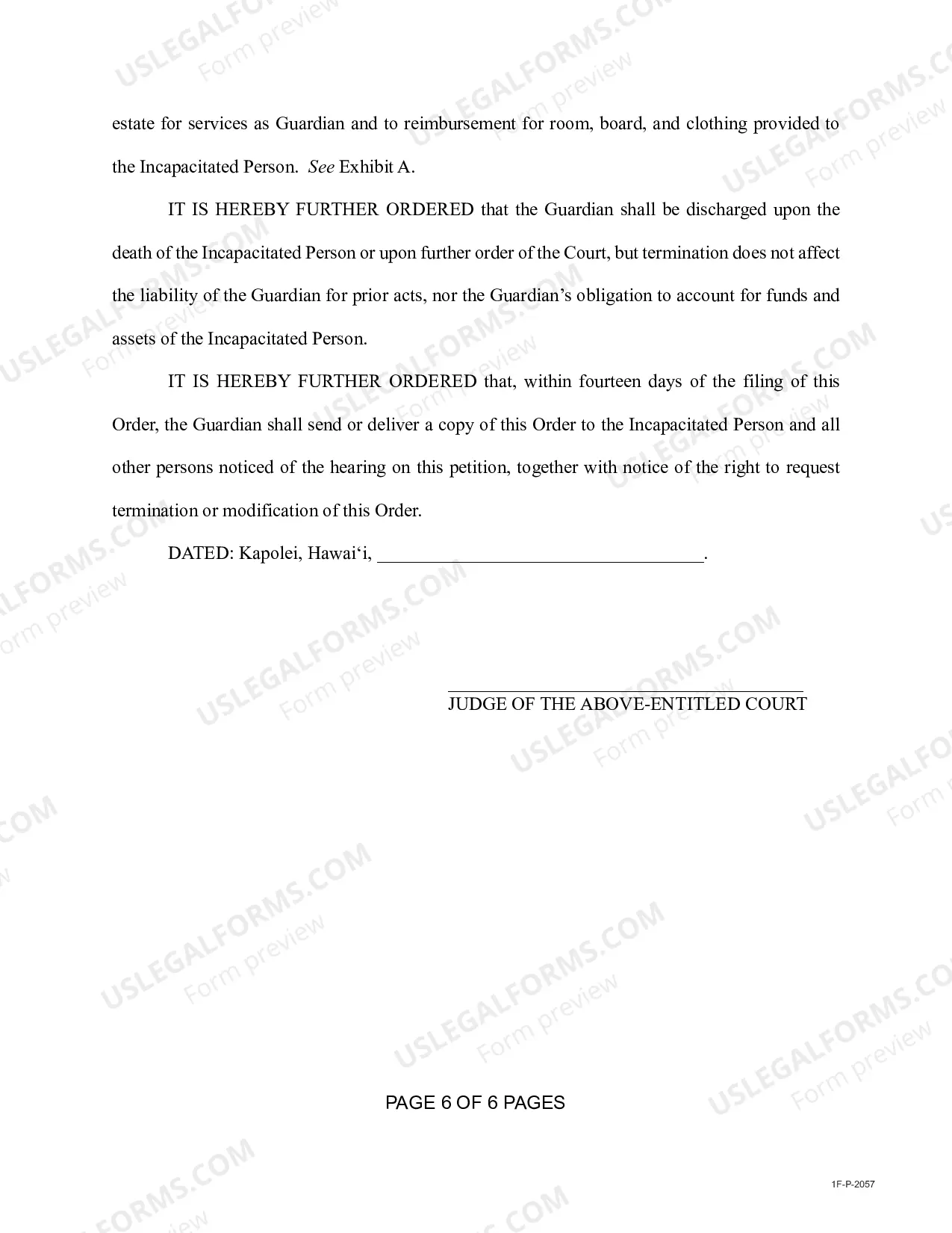 Preview Order Appointing Guardian With Limited and Or Unlimited Authority