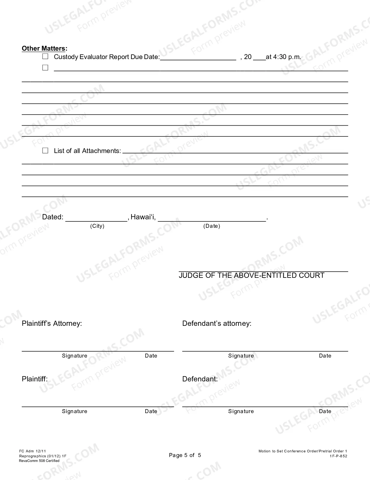 Preview Pretrial Order No. 1 - Motion to Set