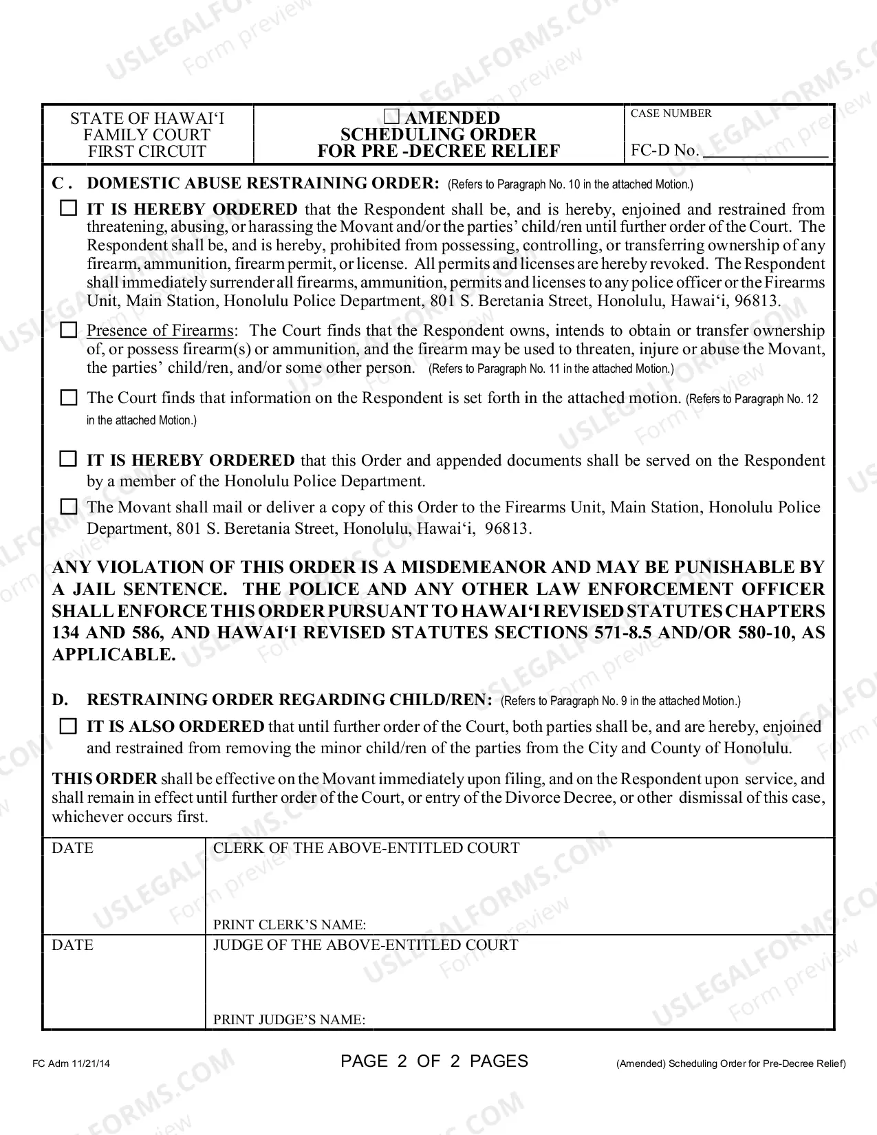 Preview Settlement Conference Order