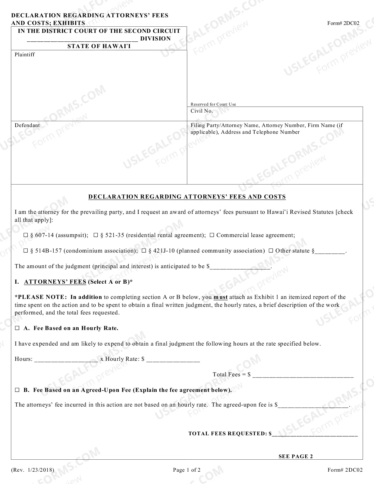 Preview Declaration Regarding Attorneys Fees and Costs