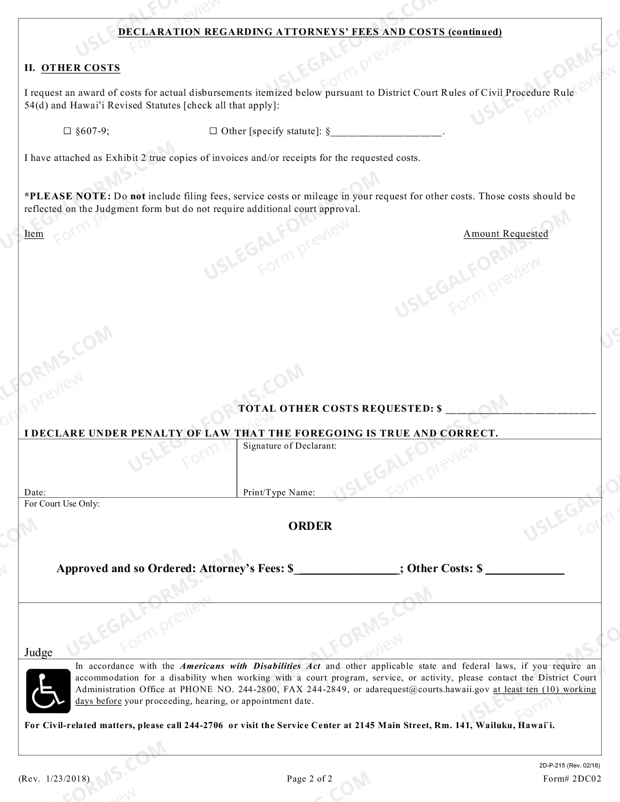 Preview Declaration Regarding Attorneys Fees and Costs