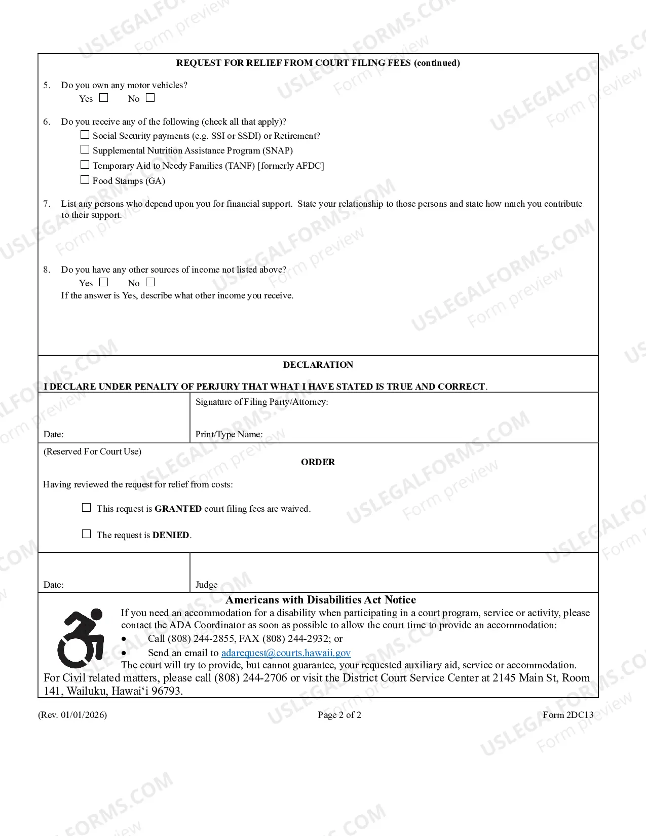 Preview Ex Parte Application For Relief From Costs