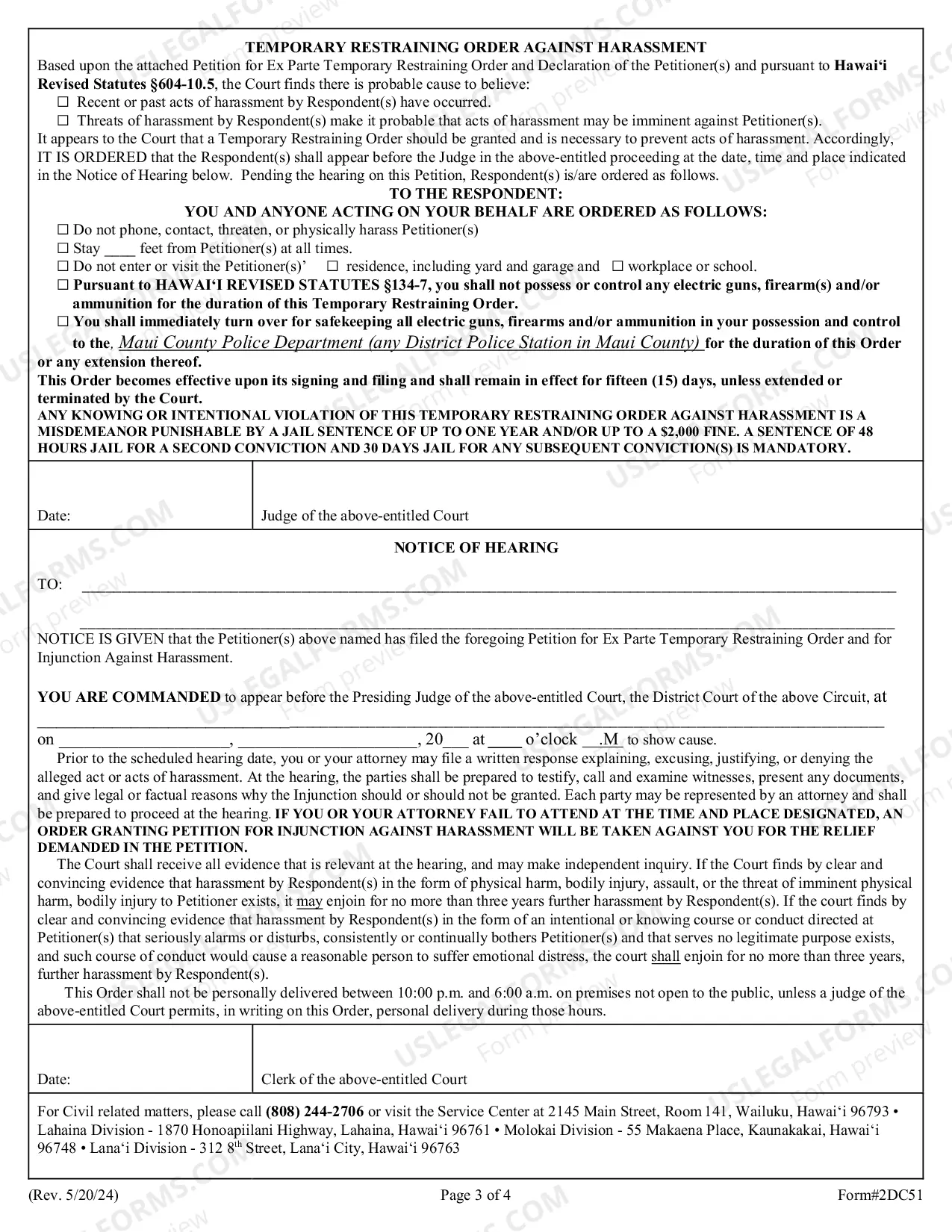 Preview Petition For Ex Parte Temporary Restraining Order and For Injunction Against Harassment