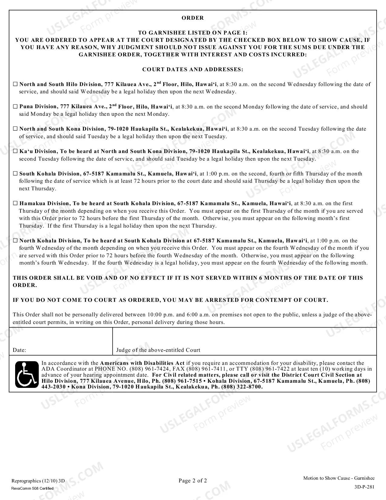 Preview Motion For Order To Show Cause On Garnishee