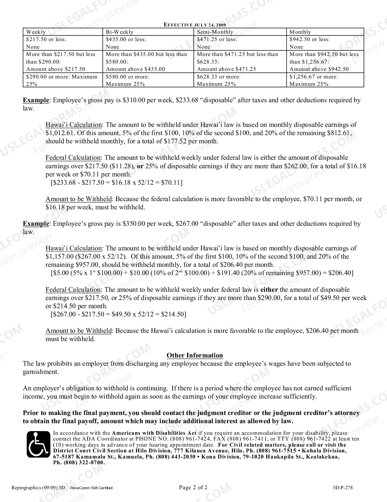 Preview Garnishee Information