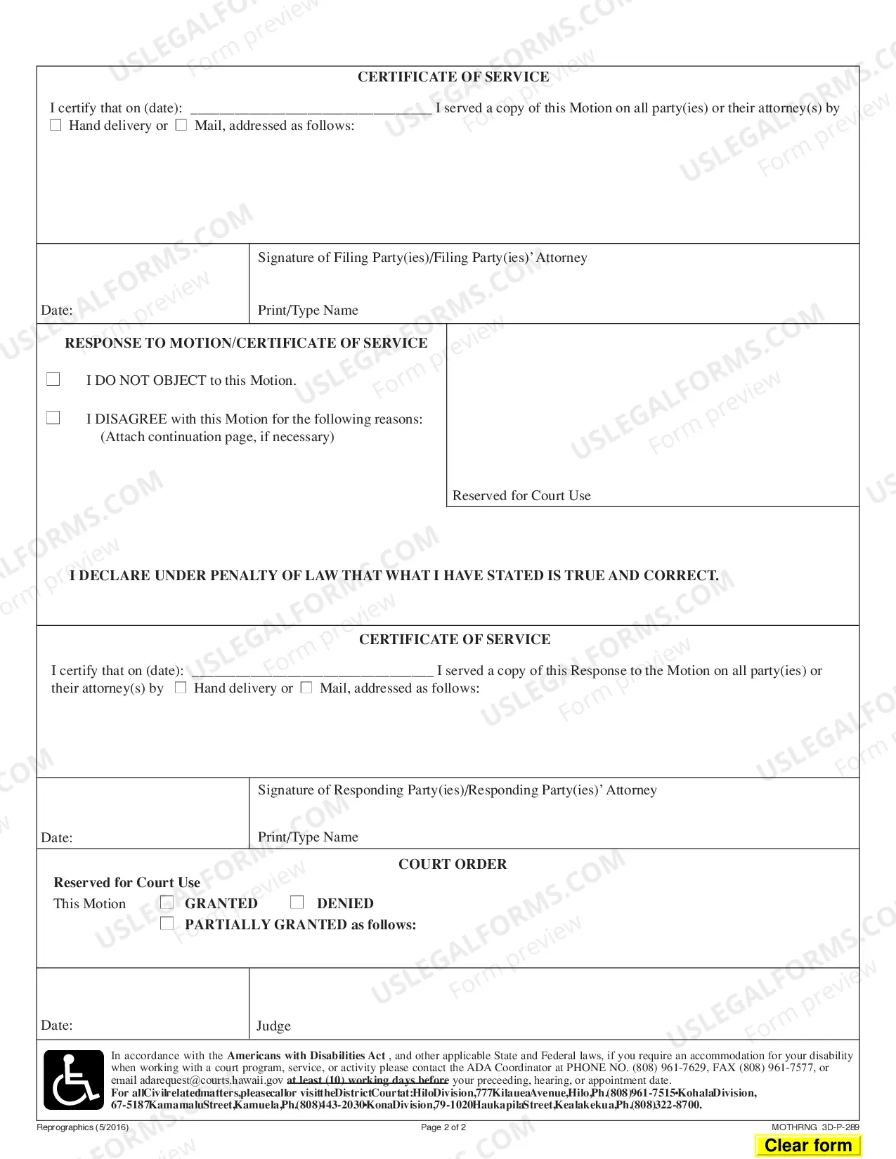 Preview Non Hearing Motion