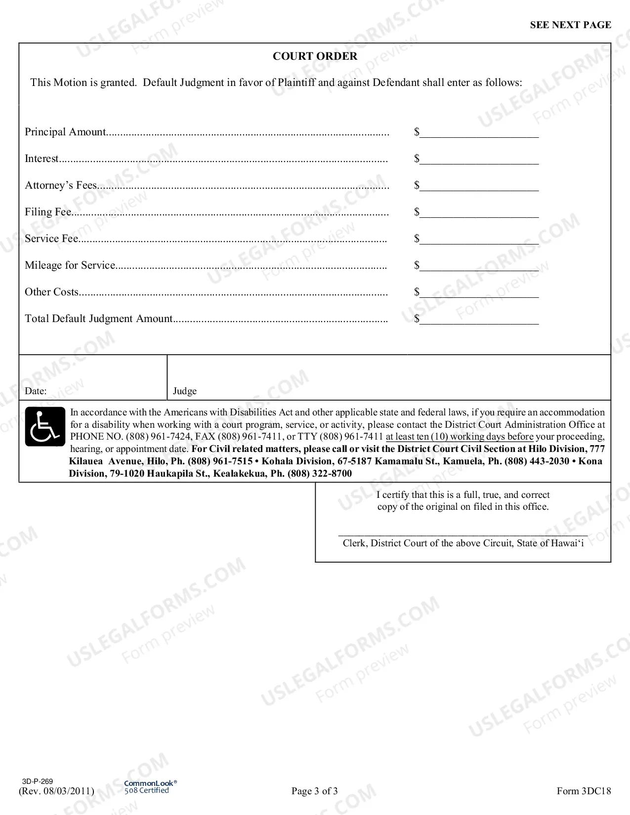 Preview Non Hearing Motion For Default Judgment