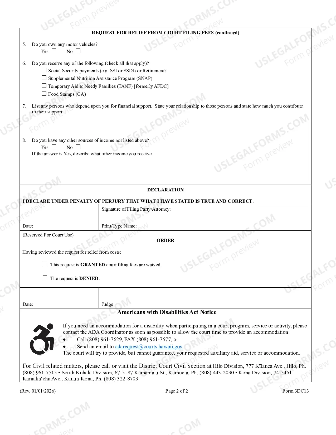 Preview Request For Relief From Court Costs