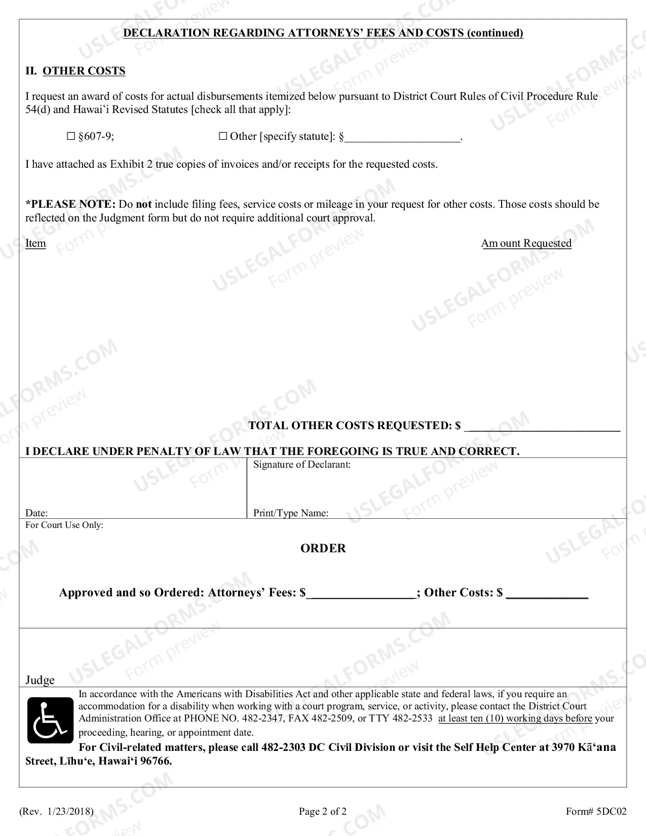 Preview Declaration Regarding Attorneys Fees and Costs