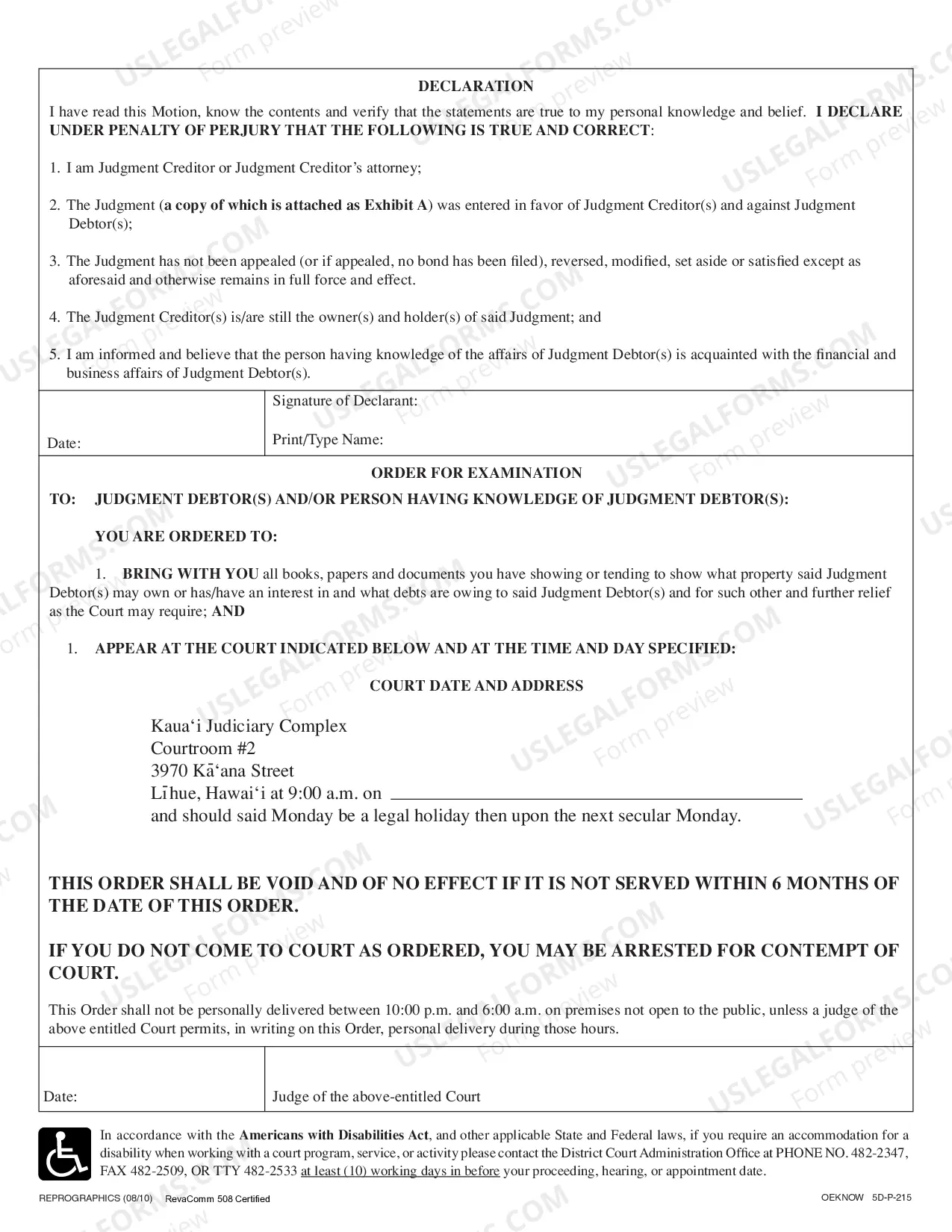 Preview Ex Parte Motion For Examination of Judgment Debtor(s) Or Person Having Knowledge of Judgment Debtor(s)