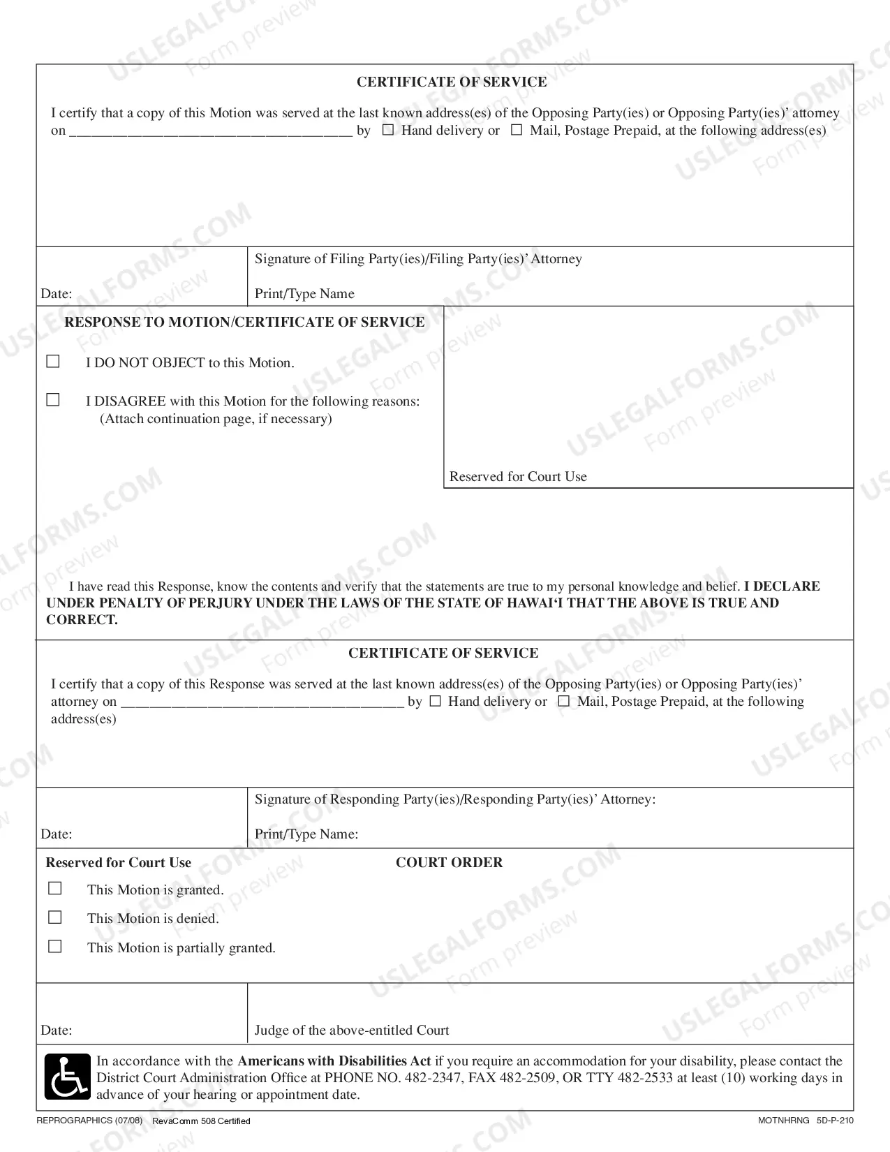 Preview Non Hearing Motion