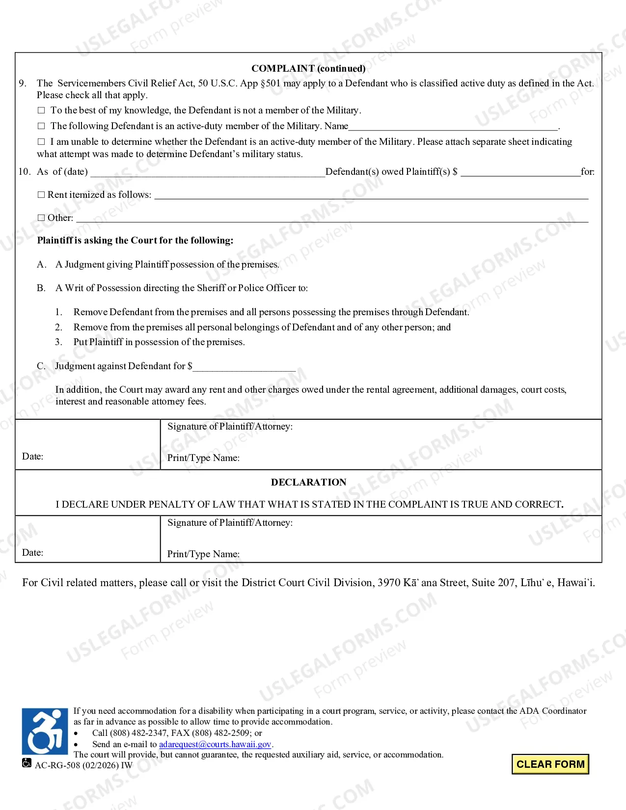 Preview Complaint (Assumpsit-Summary Possession-Landlord Tenant-Damages)