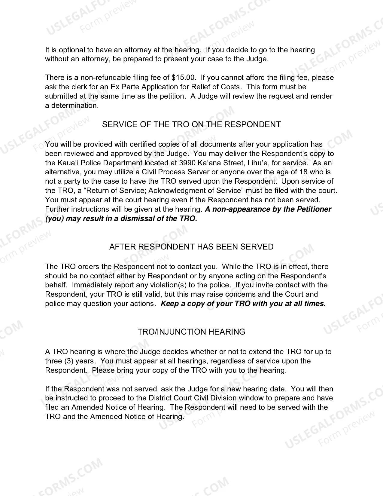 Preview Petition For Ex Parte Temporary Restraining Order and For Injunction Against Harassment