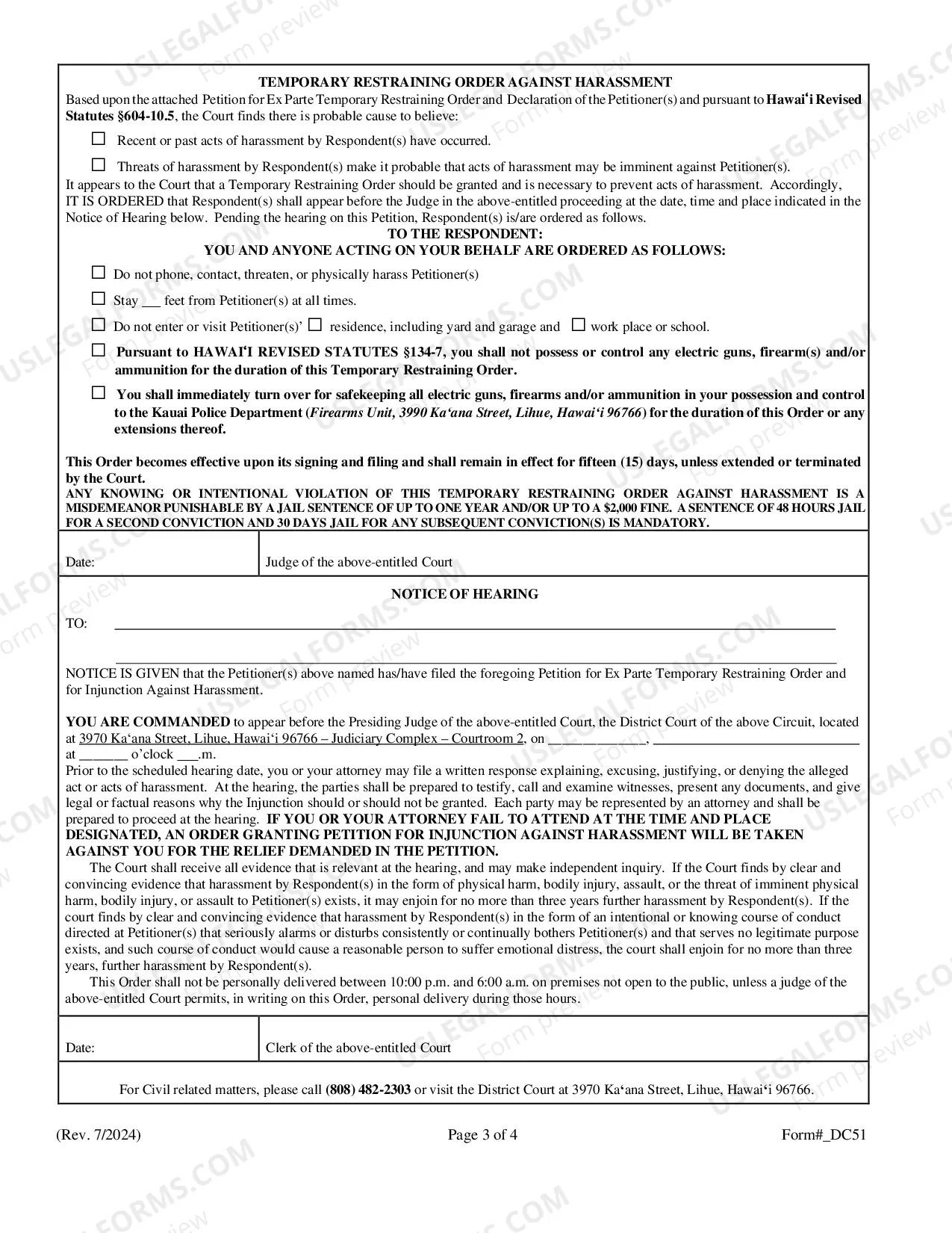 Preview Petition For Ex Parte Temporary Restraining Order and For Injunction Against Harassment