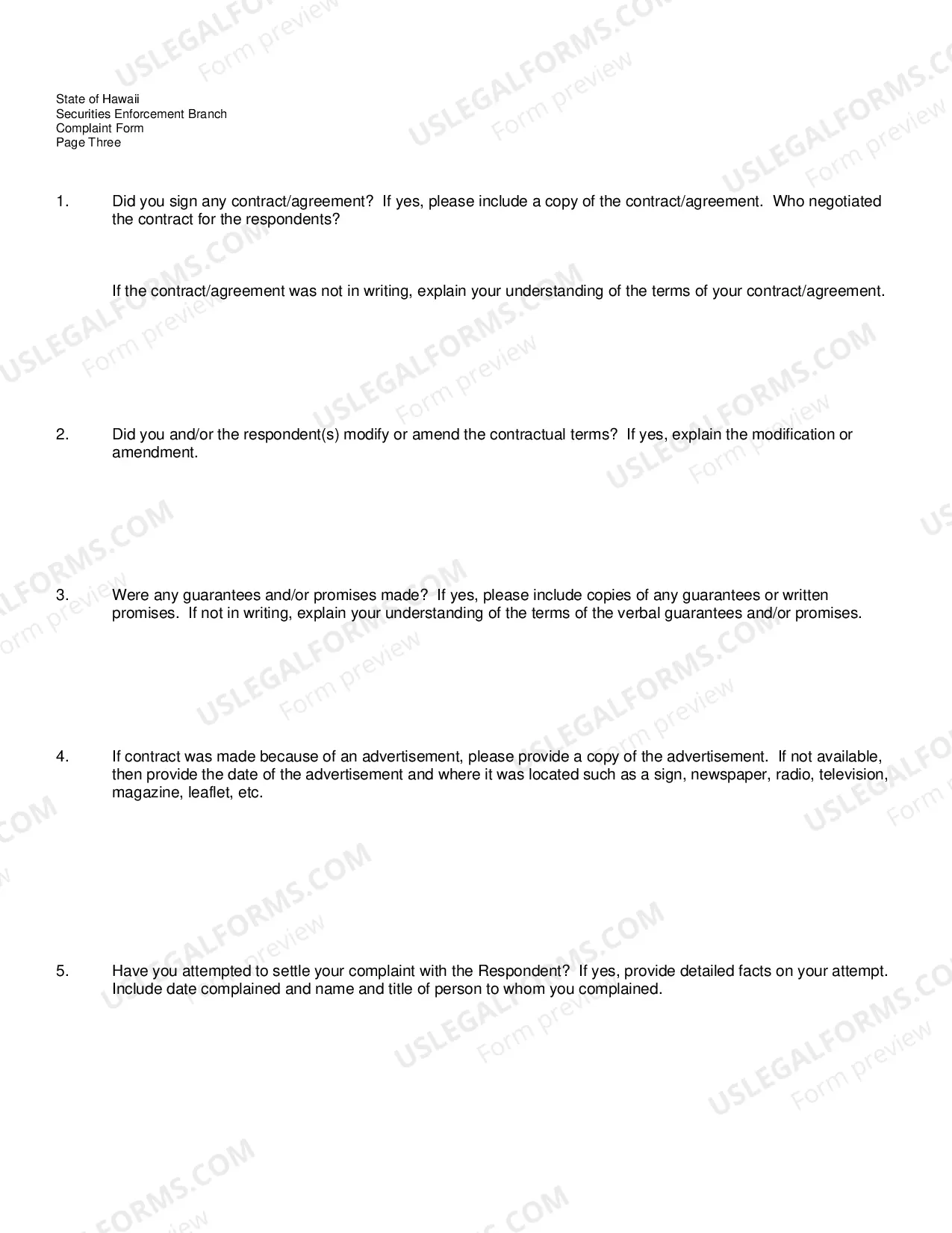 Preview Complaint Form