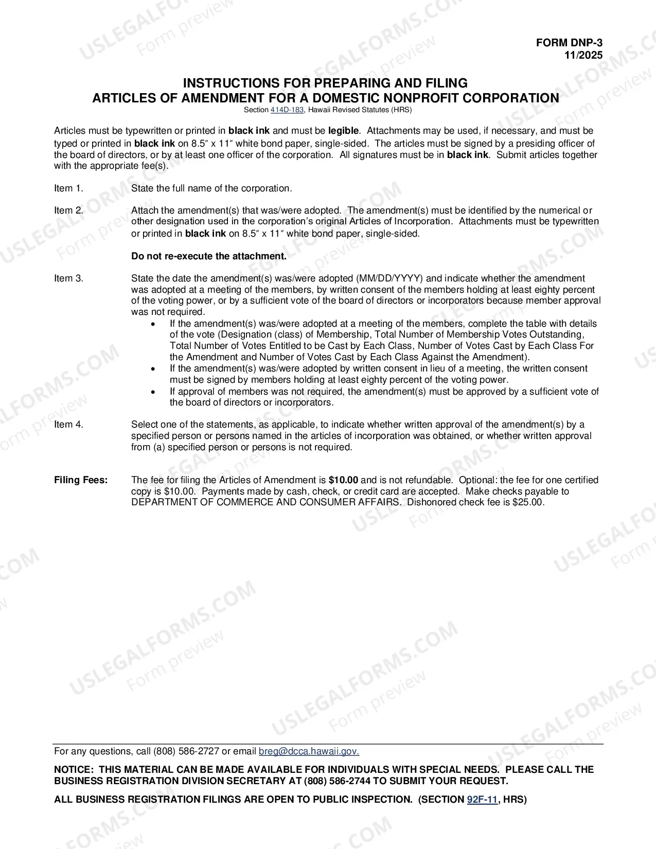 Preview Articles of Amendment