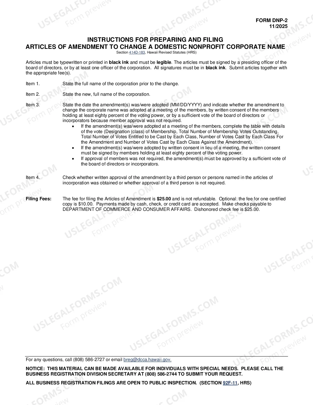Preview Articles of Amendment To Change Corporate Name