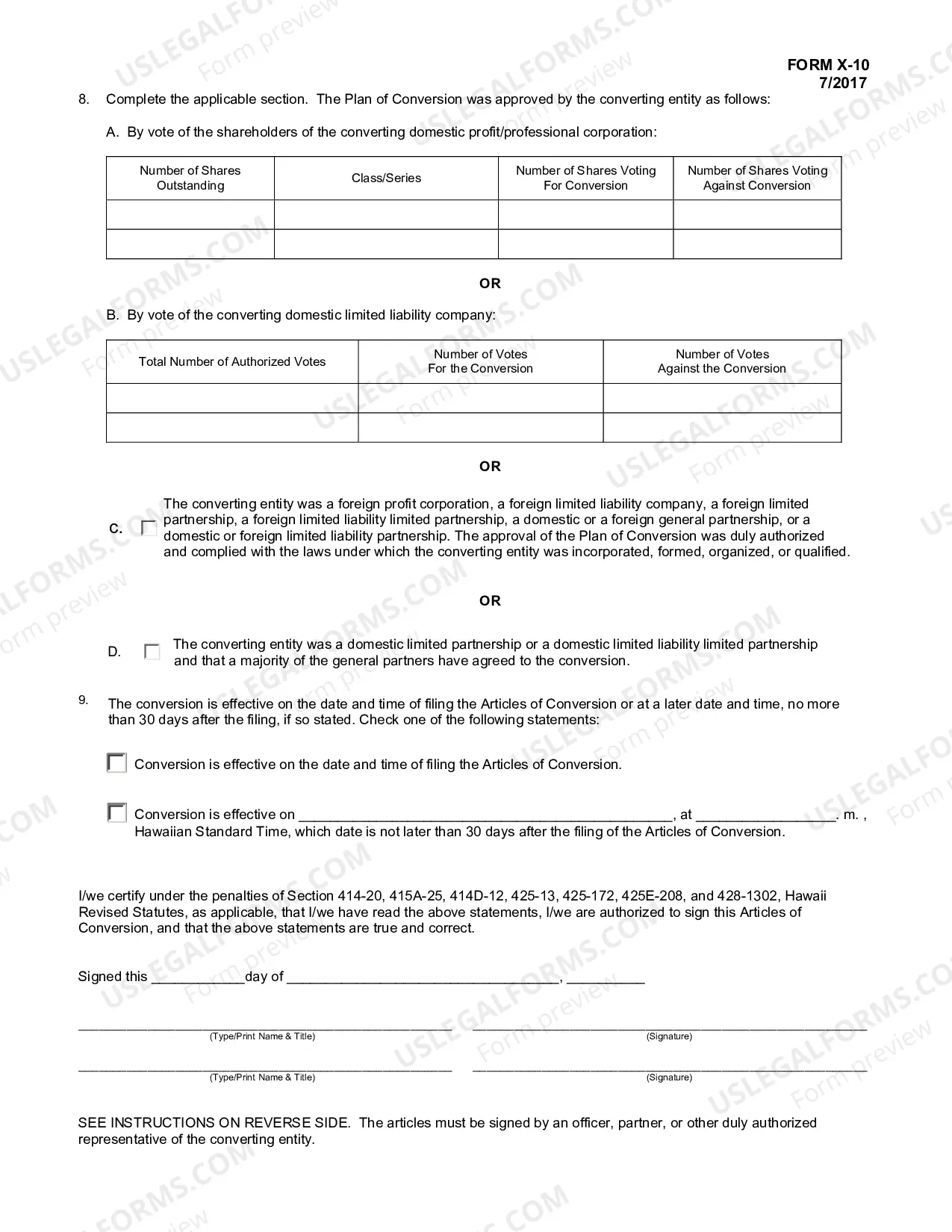 Preview Articles of Conversion