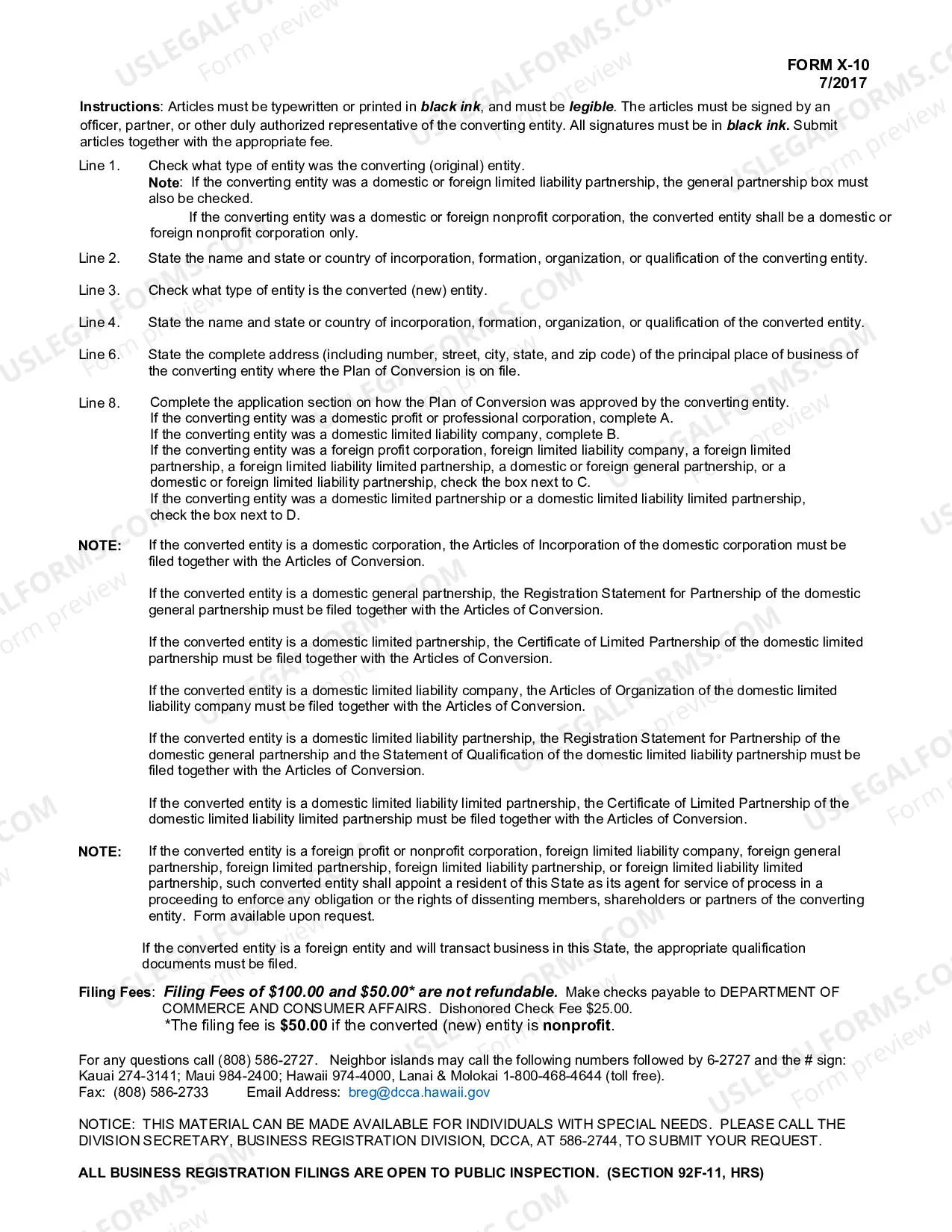 Preview Articles of Conversion