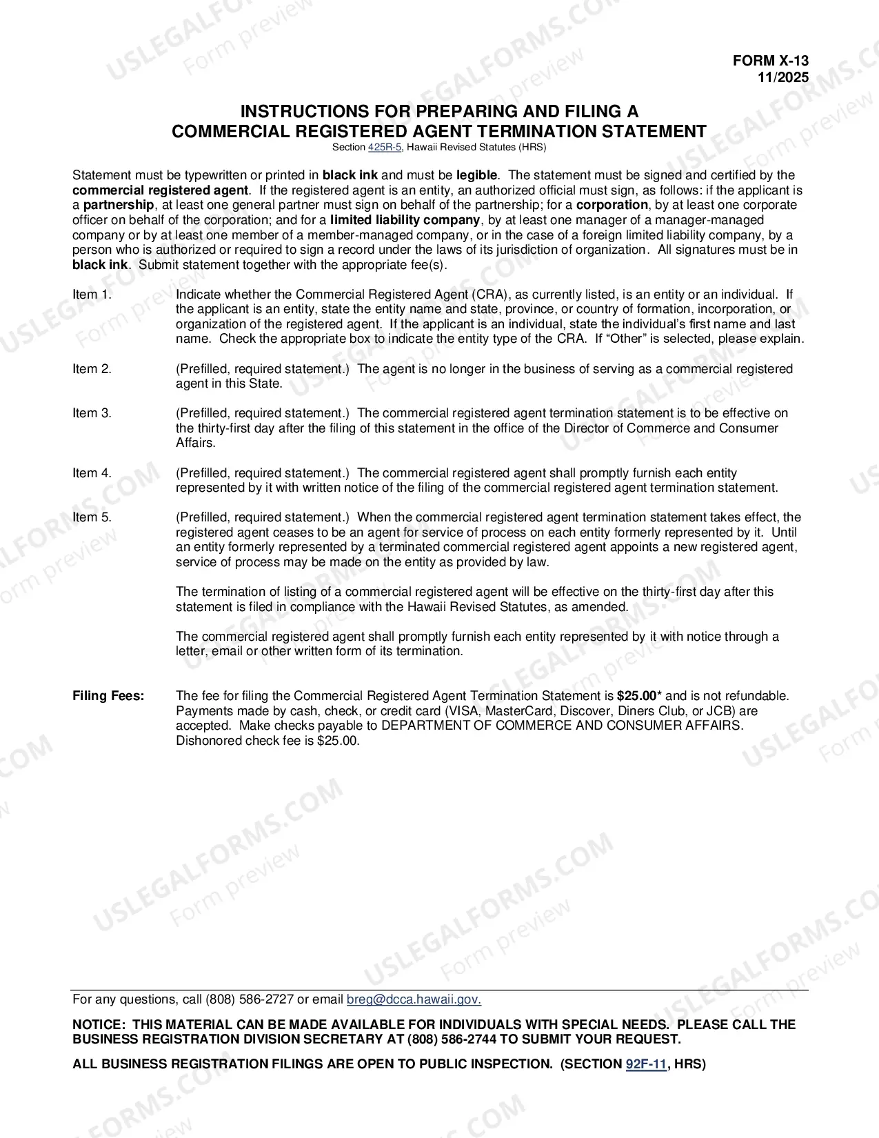 Preview Commercial Registered Agent Termination Statement